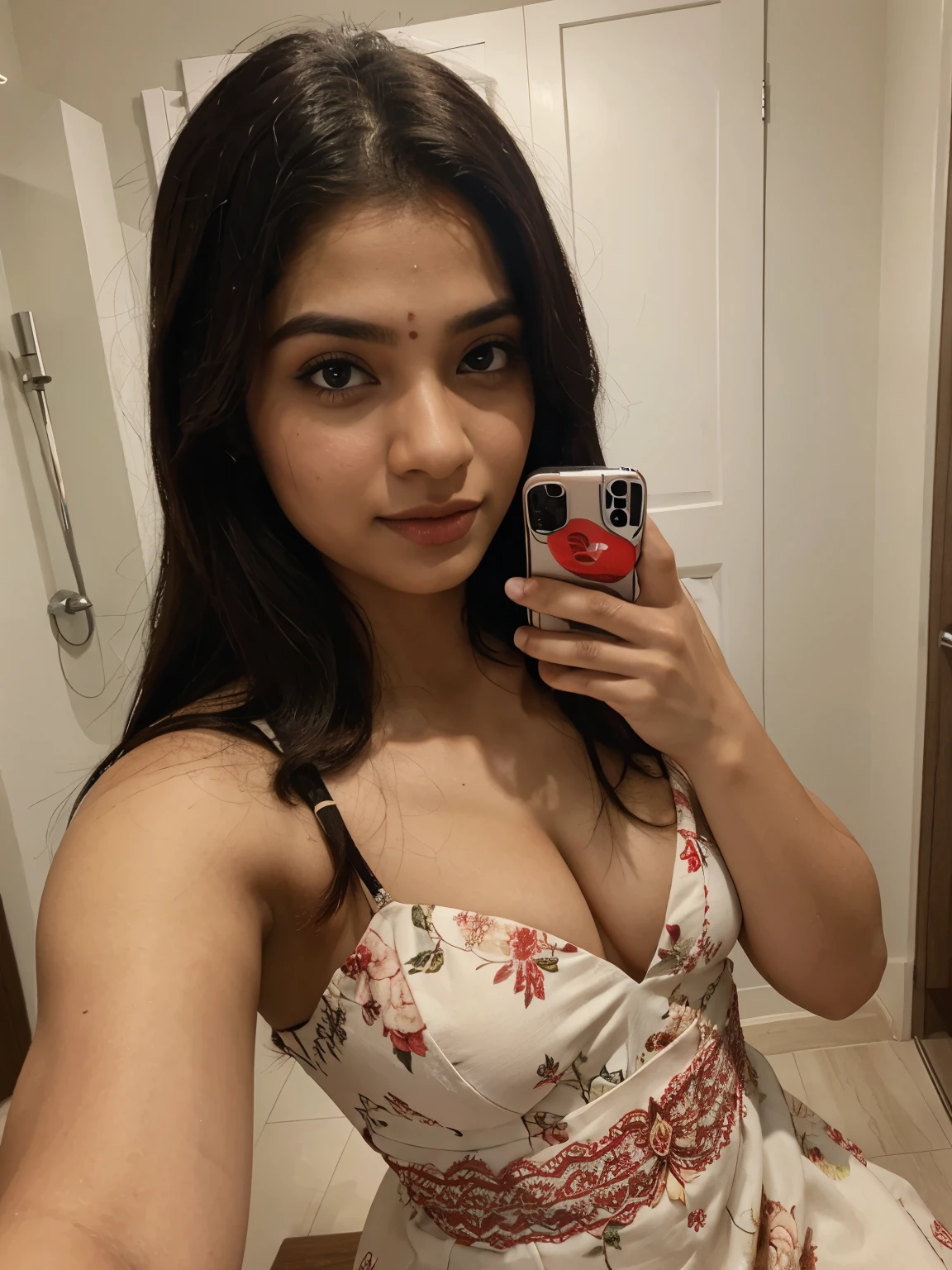 Bengali pretty girl, floral gown,frontview selfie, iphone selfie, rich,bengali godess 