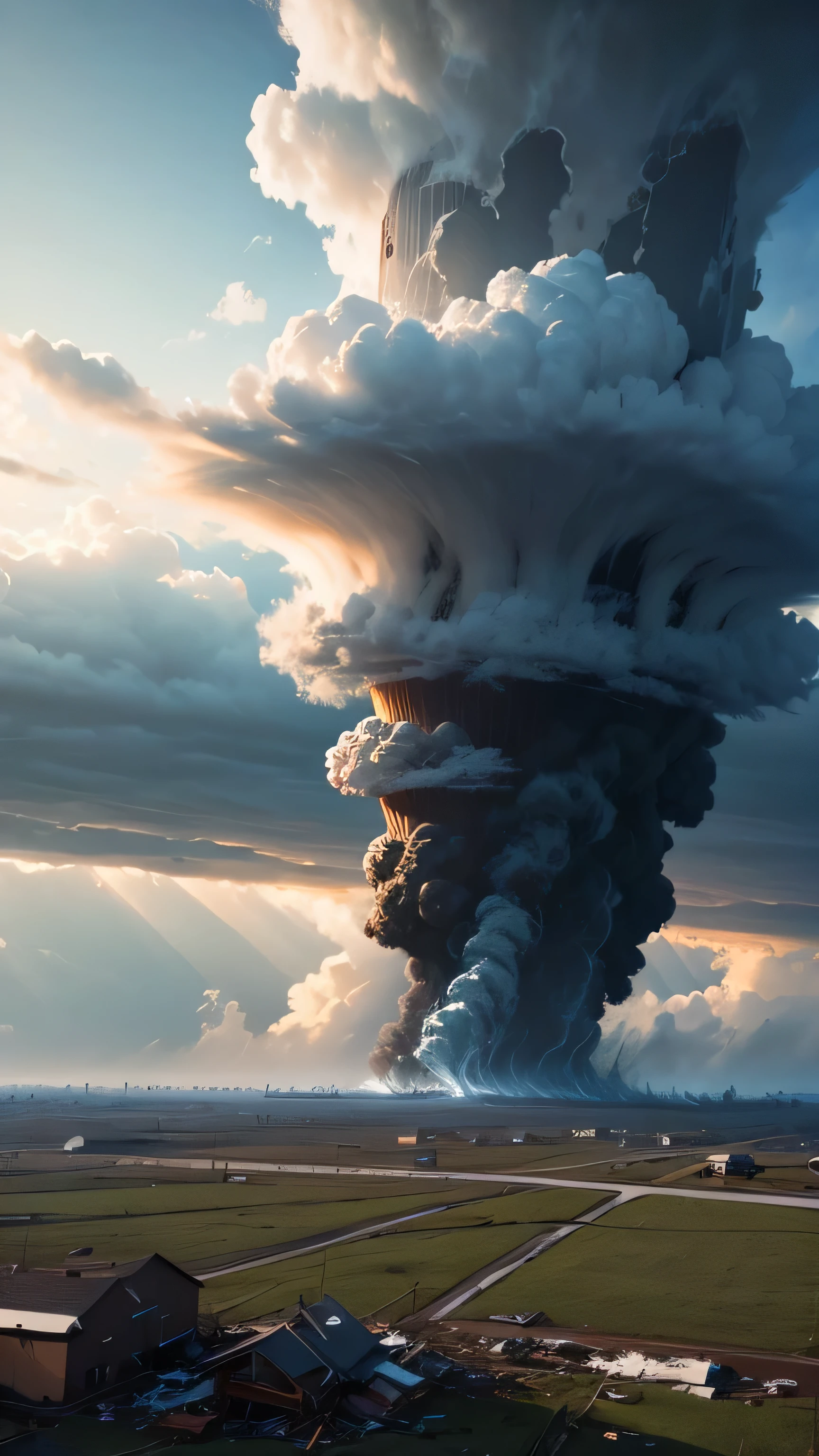 big tornado, tornado damage, 8k, high resolution