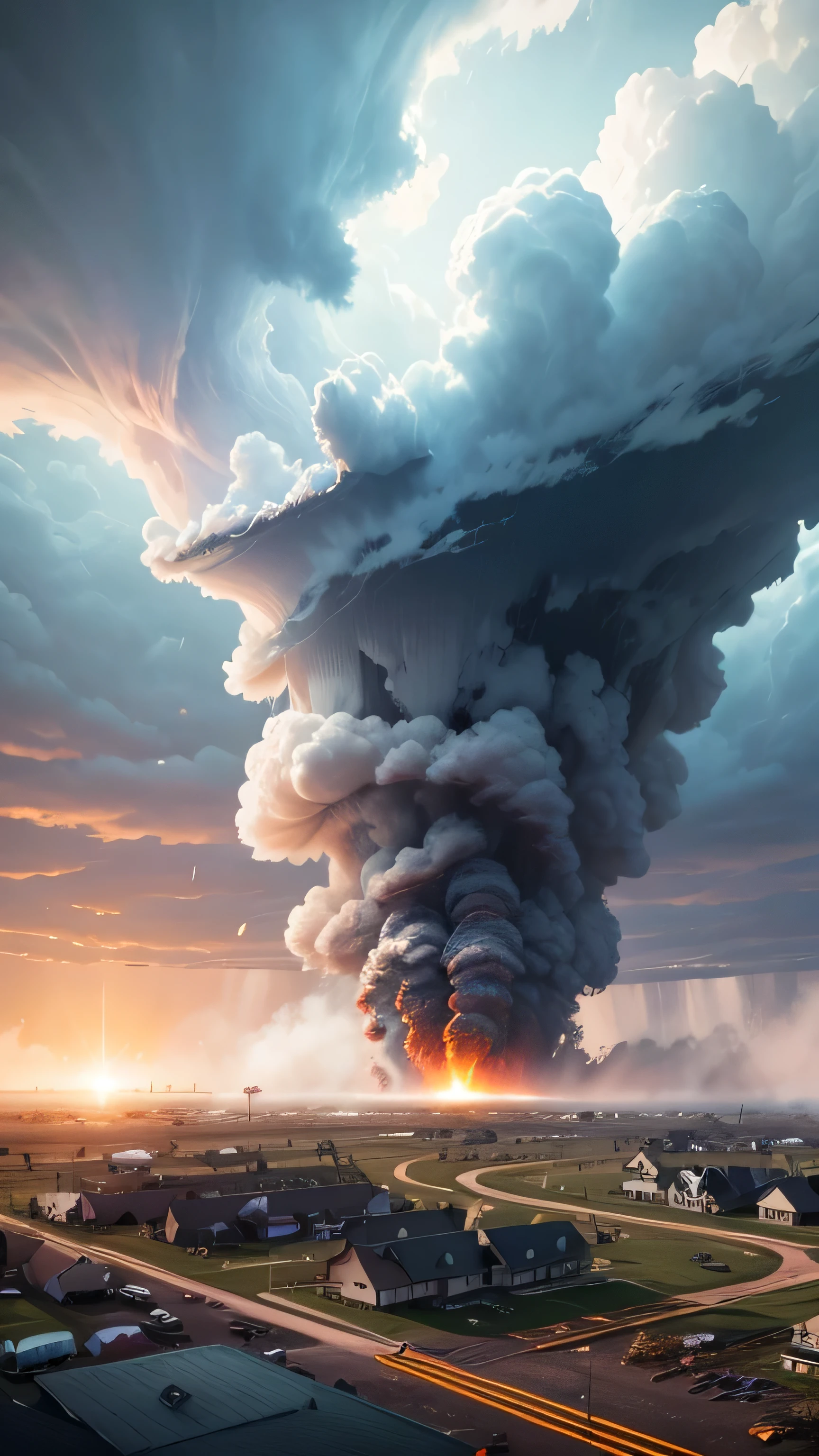 big tornado, tornado damage, 8k, high resolution