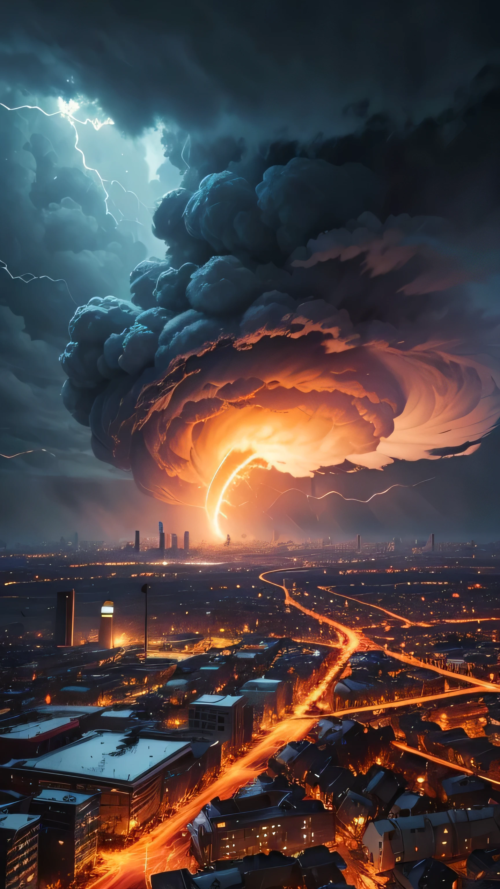big tornado, broke the city, tornado damage, 8k, high resolution