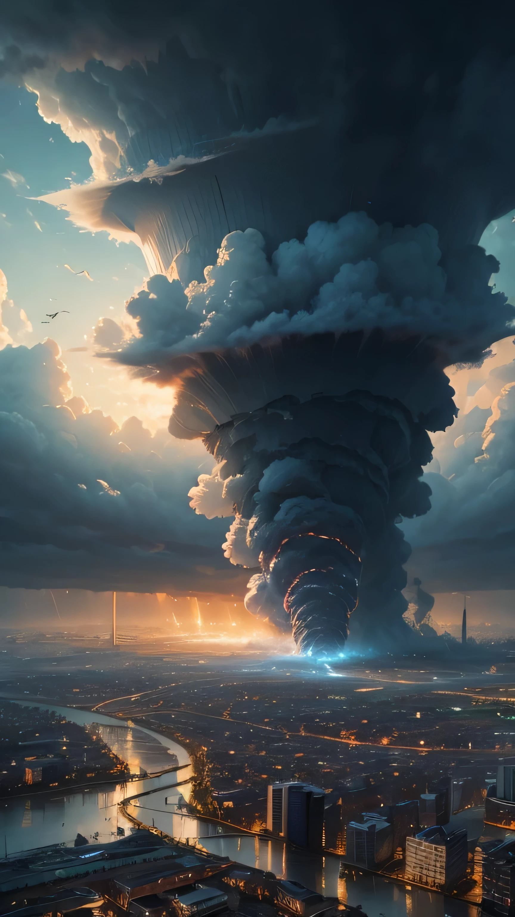 big tornado, broke the city, tornado damage, 8k, high resolution