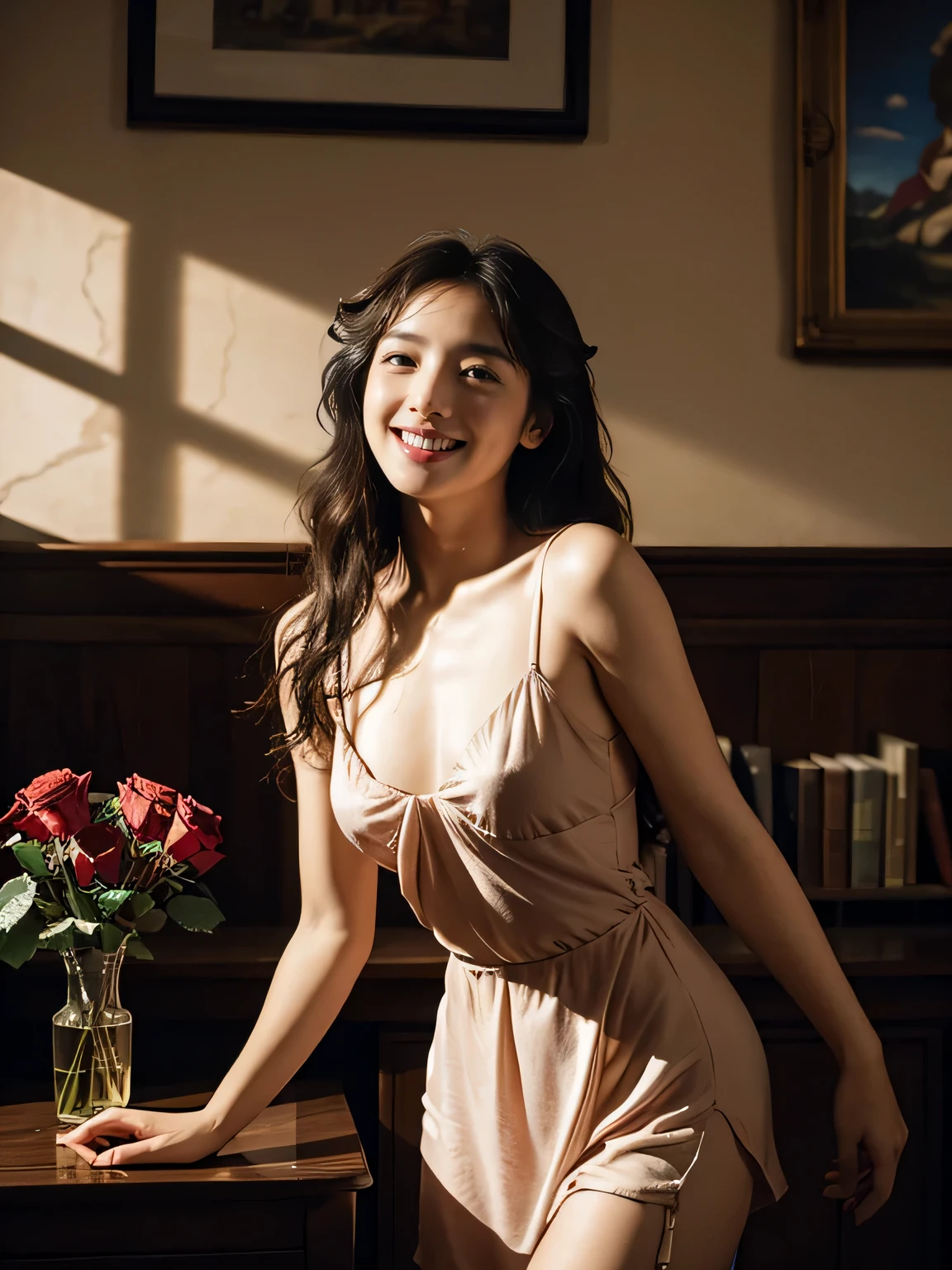 Geometry,astronault,quantum mechanics,Math,Astronomical machinery,astronault.Roses in a vase.fruits,Colossal tits,A smile.Ancient Greek costumes,Paintings by Sandro Botticelli。Costume with stretched shoulders,huge smile,Chiaroscuro of Caravaggio,Cute smile, Expression of ecstasy,A sexy