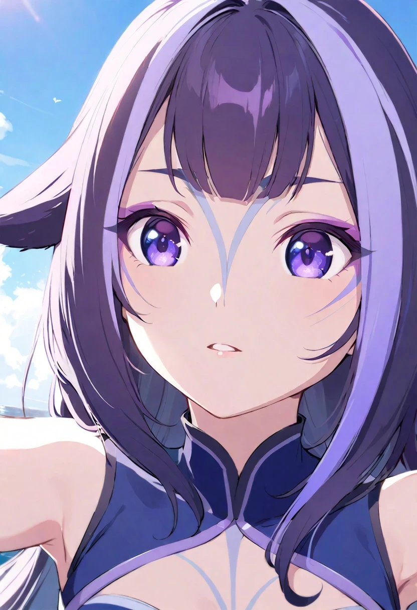 (((shylily))),Anime girl running towards the sun, the boat is coming, the dog on the road, purple flower, there is a tower, anime vision of cute girl, portrait of cute anime girl, cute detailed digital art, portrait in anime style, beautiful anime portrait, digital anime illustration, cute anime girl, detailed portrait of anime girl, anime style illustration, kawaii realistic portrait,