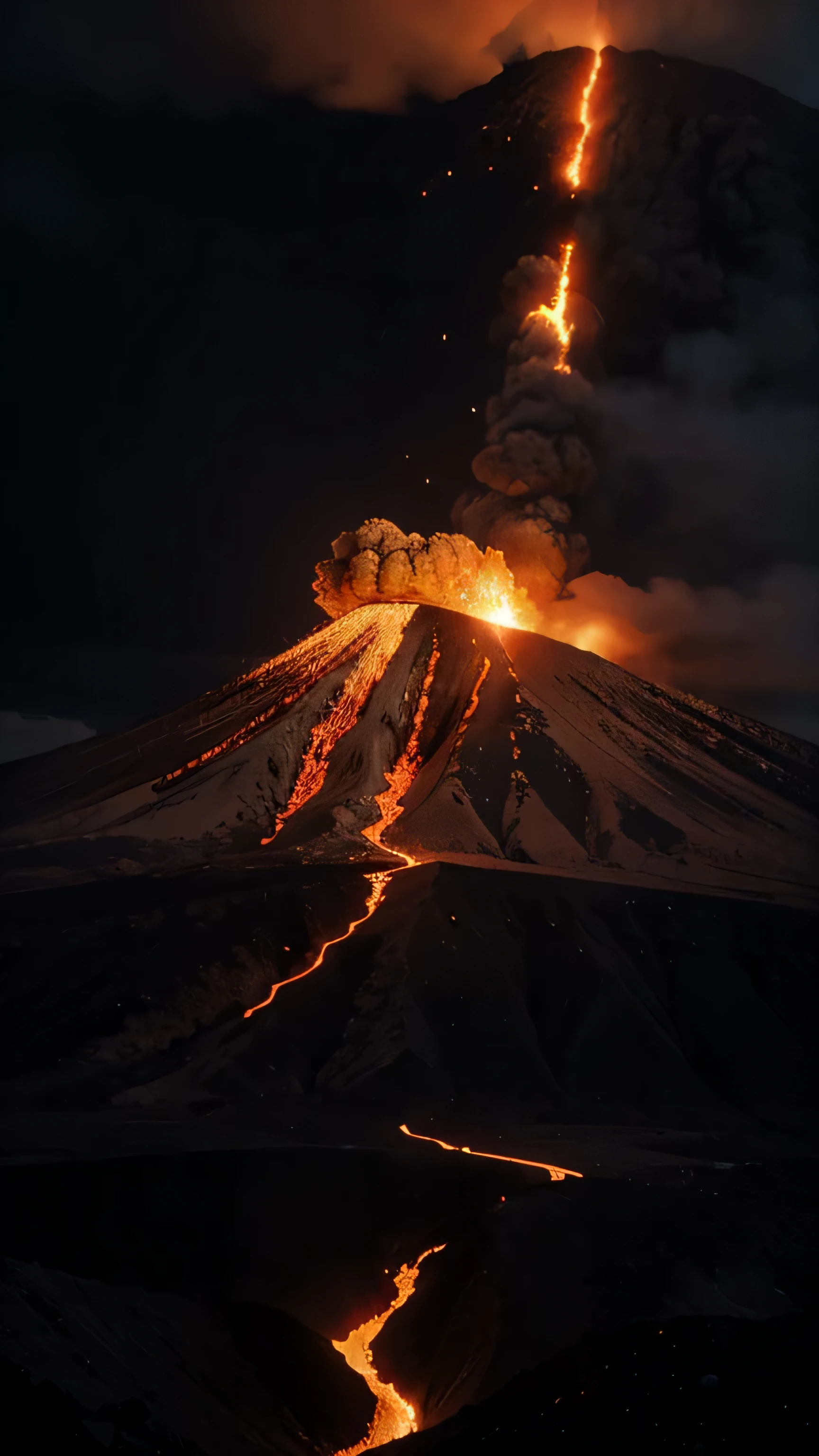 Mount Tambora eruption, lava, 8k, high resolution