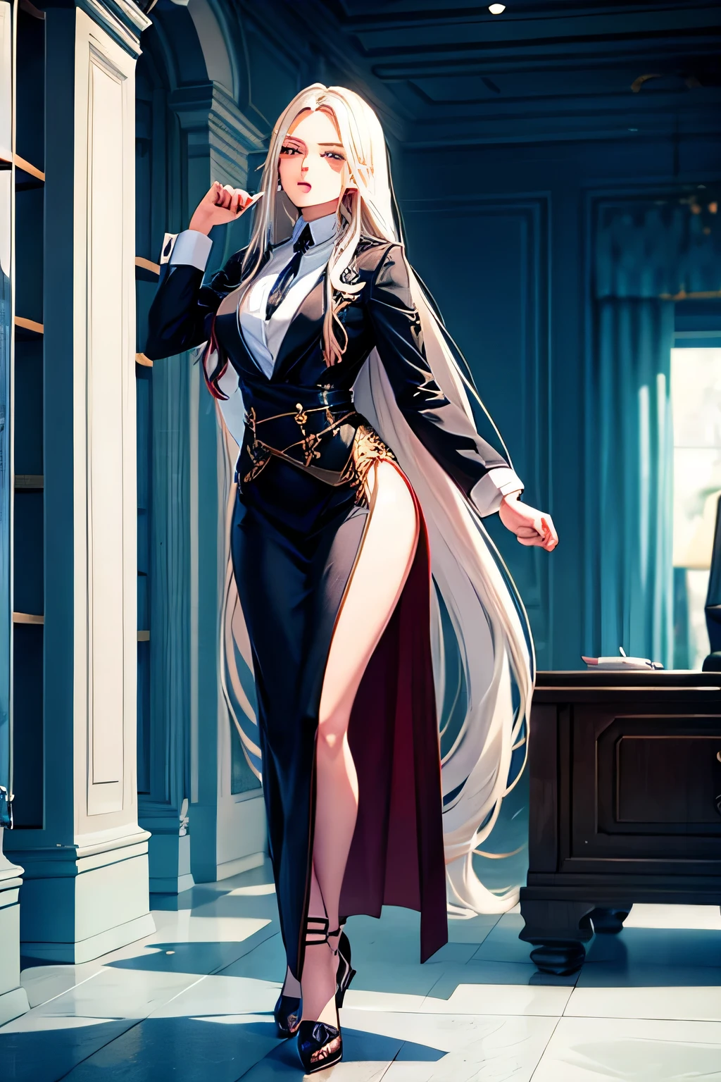 A woman, beautiful face, long hair, full body