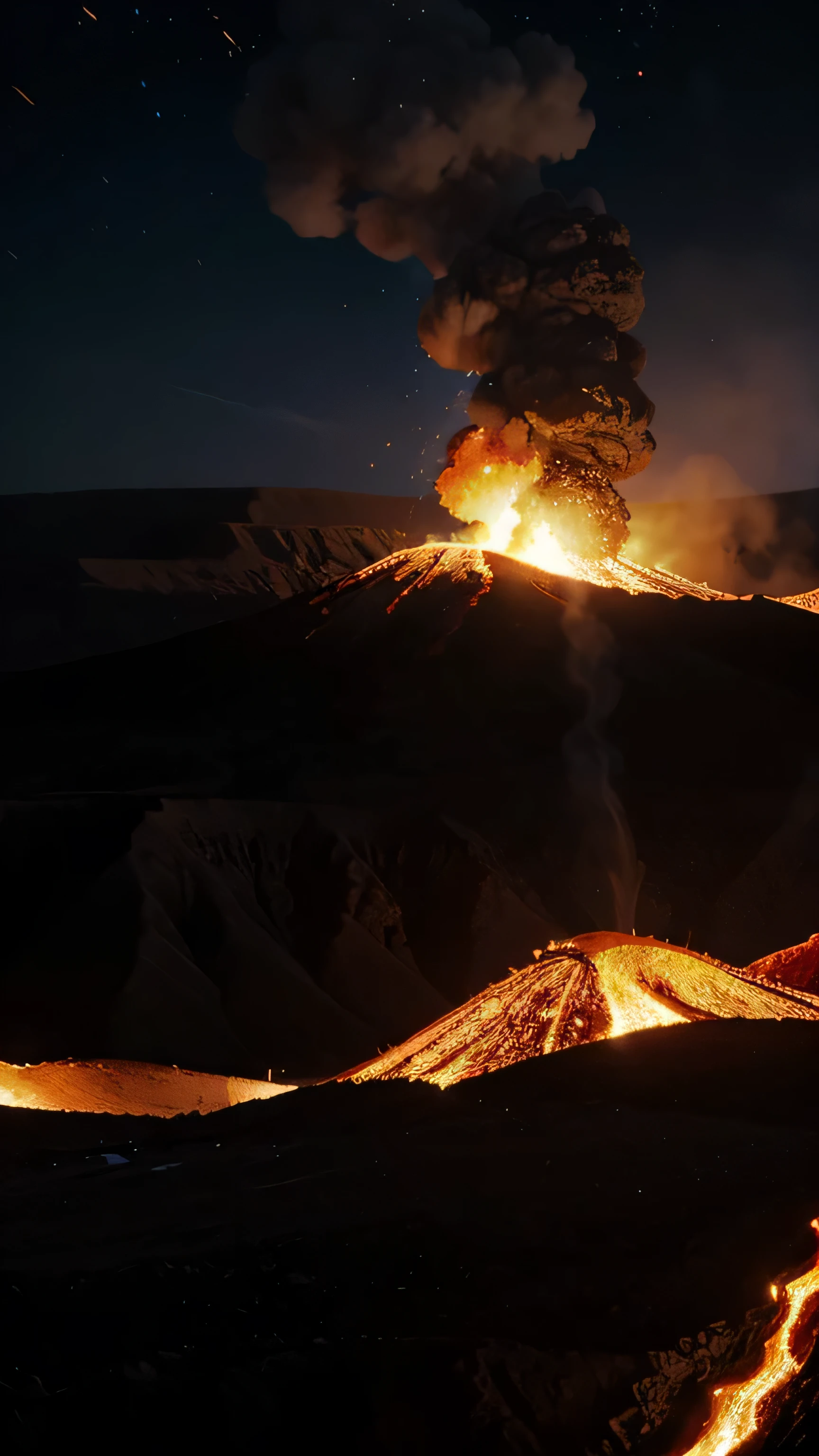 Mount Tambora eruption, lava, 8k, high resolution 