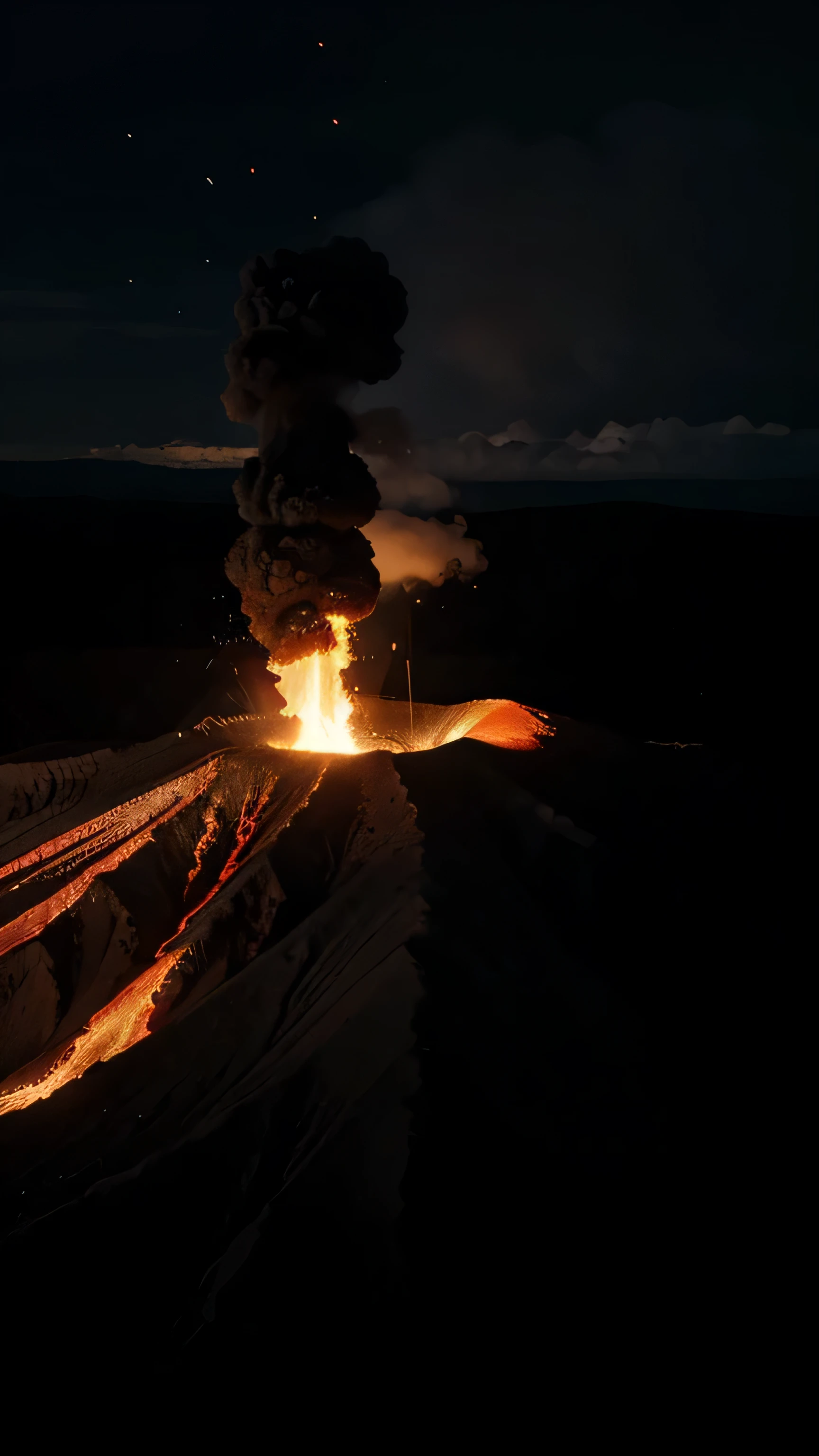 Mount Tambora eruption, lava, 8k, high resolution 