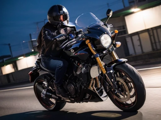 best quality, detailed, beautiful, insanely detailed, absurdres,perfect anatomy,
Japanese woman,black hair,27 years old,
(slender),
(small breasts),
long exposure,motorcycle rider on a highway with a sunset in the background, motorbiker, riding a motorcycle, speeding on motorcycle, motorcycle, riding a futuristic motorcycle, motorcycles, riding on the road, bike, riding a bike, sitting on a motorcycle, rider, riding a bike down a street, biker, High-speed action