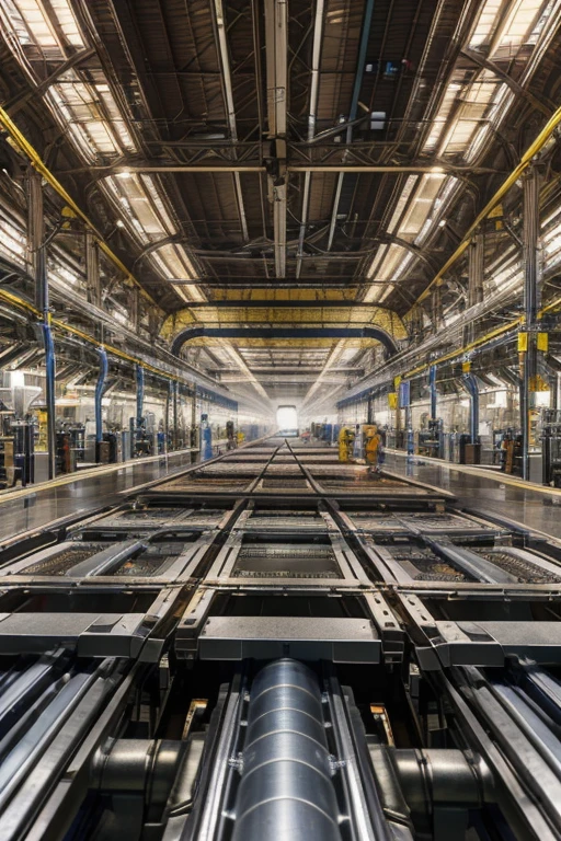 In the heart of a bustling city, there lies a soft drink factory, its interior a marvel of modern industrial design. The production line, a seamless dance of machinery and technology, hums with the rhythm of efficiency. Realistic photography captures every detail of this real, functioning space, from the metallic sheen of the machinery to the vibrant colors of the soft drink bottles lining the conveyor belts. Every angle, every detail, is rendered in stunning 8K resolution. Observe as the assembly line transforms raw materials into finished products, a testament to the marvels of industrial production.