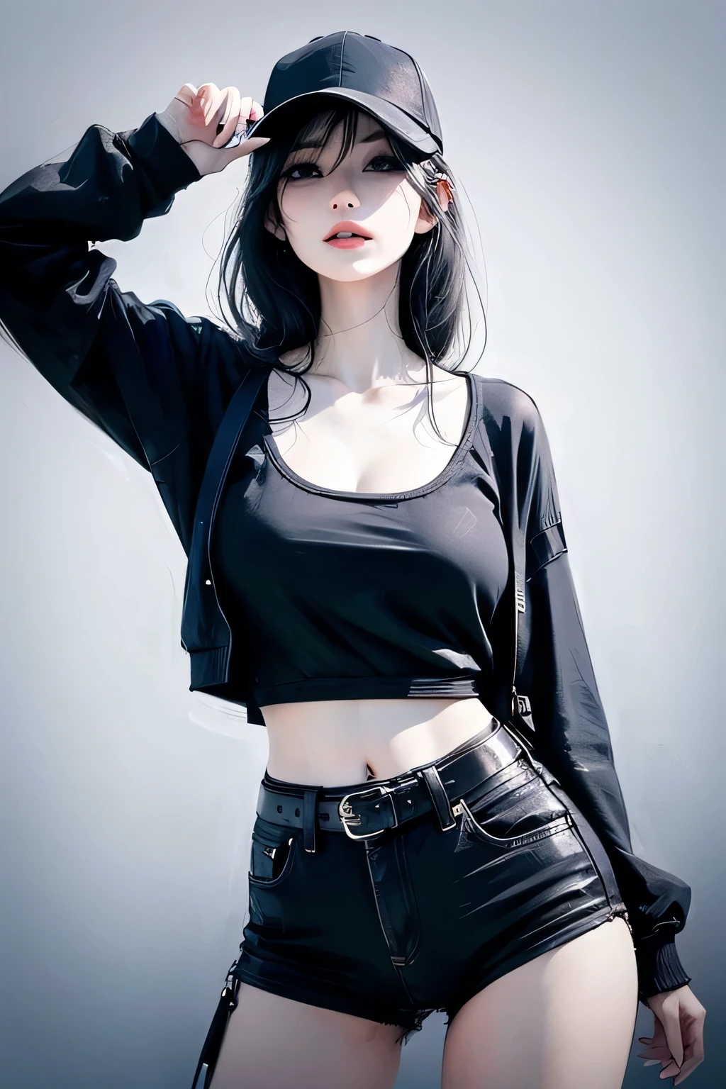 1个Giant Breast Girl,Model style,Random shooting angle,Random poses,bird's eye view,low angle