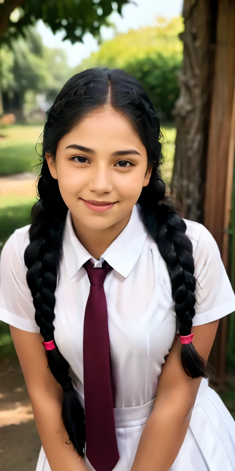  neat college girl, ((playing ,touching ,squeezing ,grabbing    )), person, (school uniform, braided hair ), (wide angel  ),outside the athletic field, (chubby), photorealistic, detail, skin texture, super detail, delicate and sexy collarbone, smile, super detailed face, detailed lips, detailed eyes, double eyelids