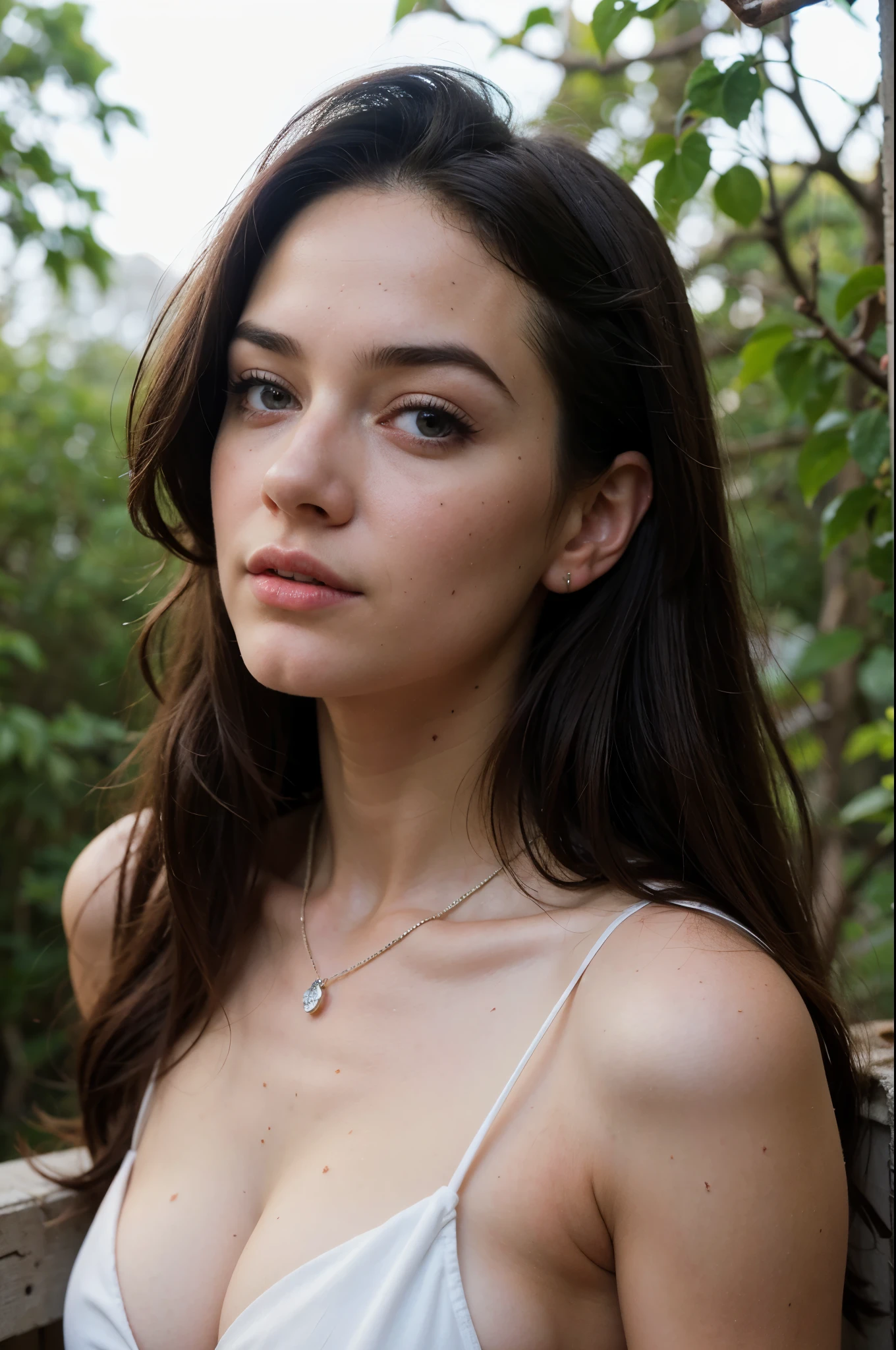photo of beautiful 24 years old.o Kate Mildrew, pelo rubio, blue eyes, ojos detallados, pale skin, bosque, senderismo, franela gris con rayas negras urban outfitters, lindo, feliz, Hyper realistic, Photography, regla de los tercios, aventura, Instagram