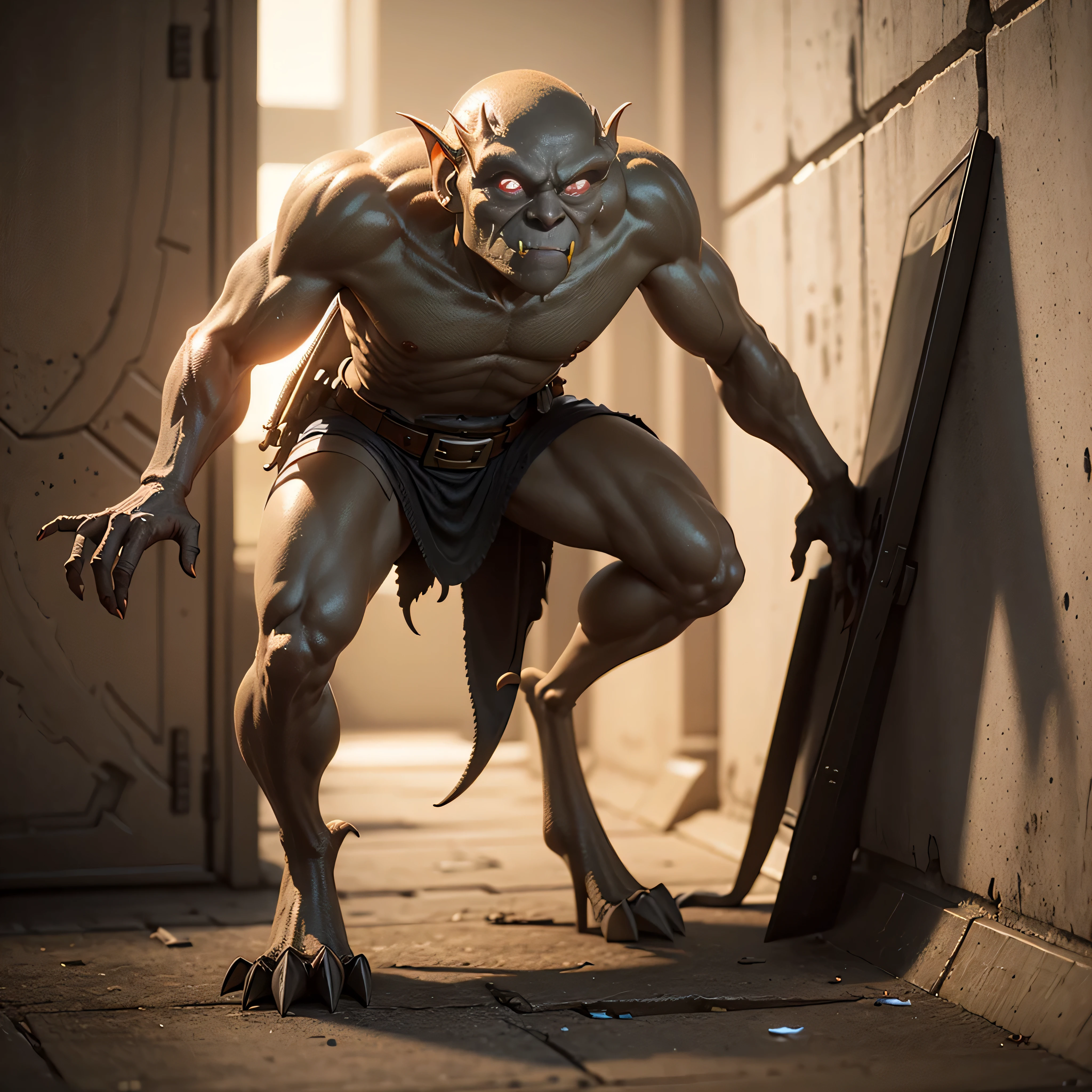 Young gargoyle, beige colored, glowing eyes, photo-realistic, octane render, unreal engine, ultra-realistic