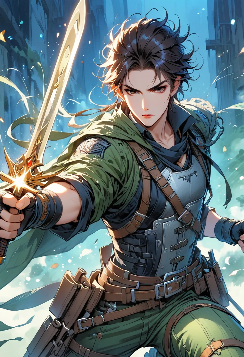 Reinhard, 1 boy, Handsome, Keep_sword, fighting stance, dynamic poses