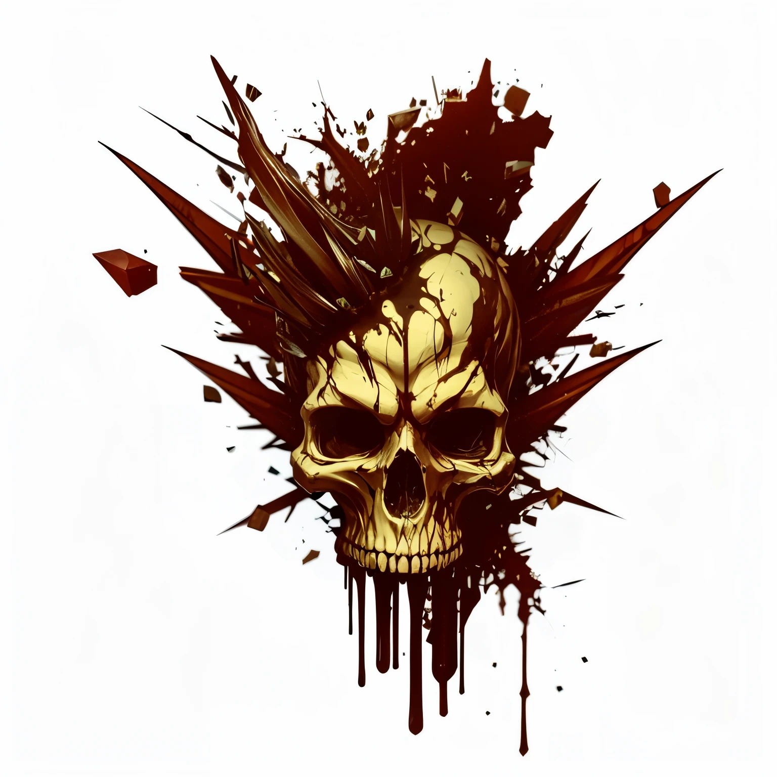 Caveira, sangue, glass shards, Hyper-realistic cinematic lighting with ultra HD super detail, Post-apoc.