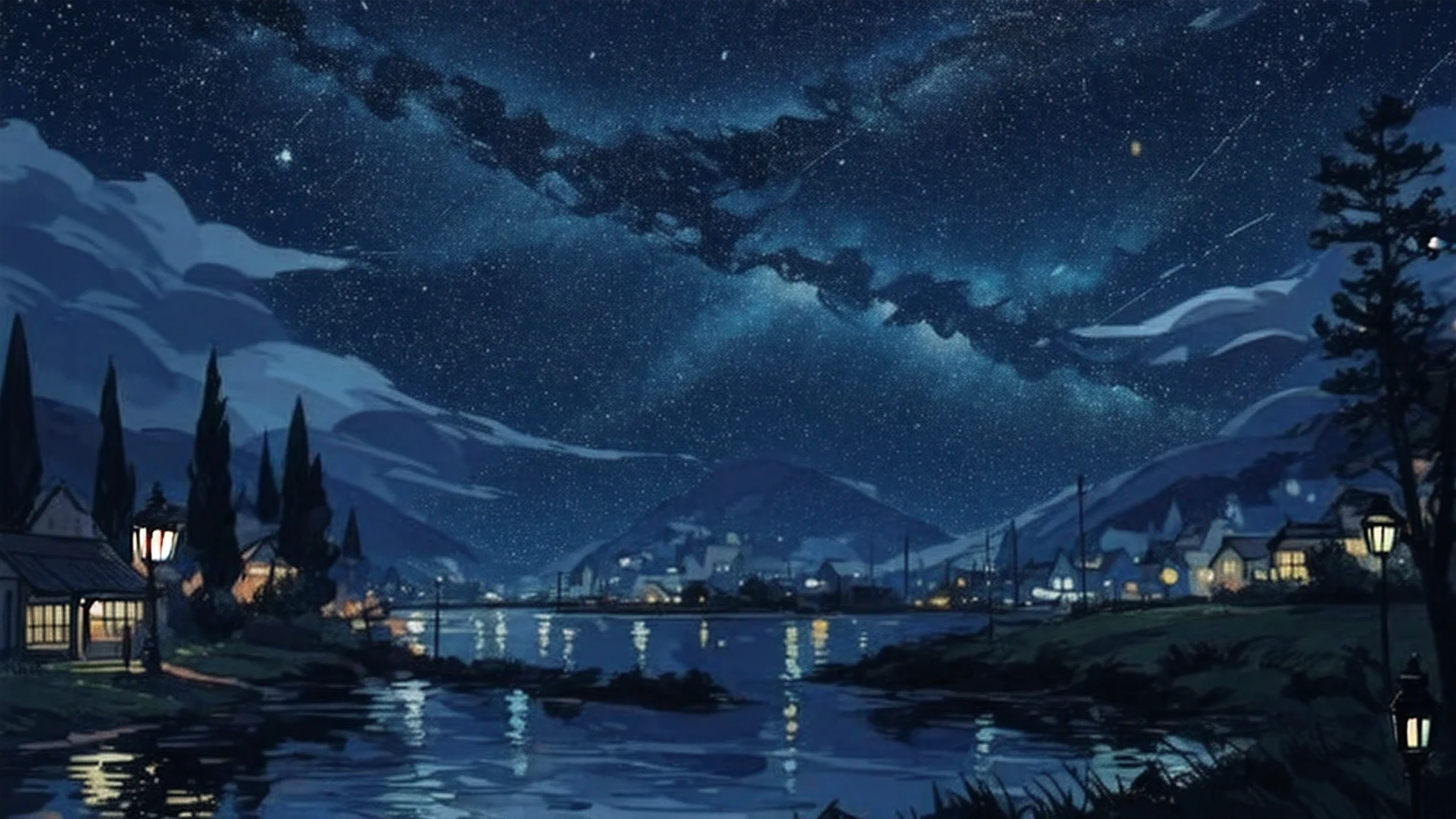 Starry night above the river Paint by numbers, starry sky painting, starry night, Beautiful art UHD 4K, starry nights, night view, in the starry night, Van Gogh's Art Style, starry night!!!!!!!!!!!!!!!!!!!!, starry night sky, blue night, style of van gogh starry night, great art style, landscape artwork, dark starry night, night scenery