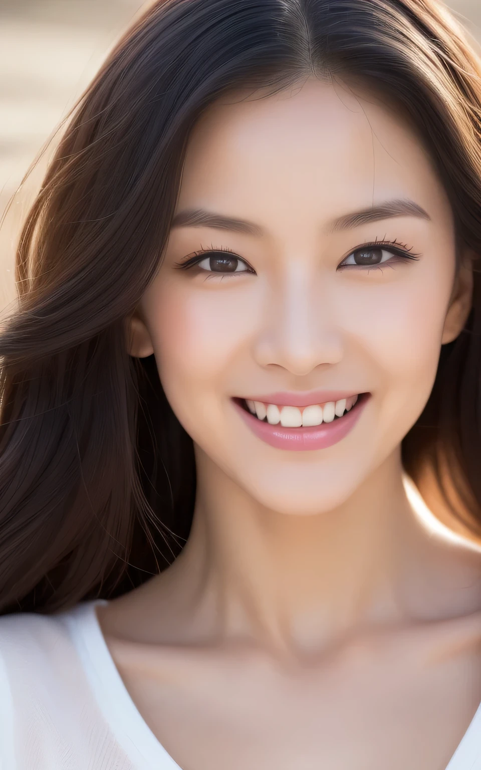 ((top-quality、8K、​masterpiece:1.3、超A high resolution))、(Clear focus:1.4)、girl with、1 persons、18year old、cute little、light skinned、Full body、Looking back、frombelow、(looking in camera:1.1)、detailed hairs、dark brown  hair、waved hair、(Detailed fabrics、jeans and t shirt:1.2)、Super fine face、Detailed skin、A detailed eye、Narrow-eyed、Moist eyes、Clear eyes、double eyelid、Reddish cheeks、Burning cheeks、Wearing makeup、Sweating、Lustrous skin、glowy skin、Shine skin、Shaded skin、Detailed lips、Apply lipstick、ruddy lips、Wrinkled lips、(Laughing:1.3)、(Large breasts:1.2)、BREAK、(Detailed background、the beach:1.4)、(Evening glow:1.4)、Natural lighting、wakame、wakame、wakame、wakame、wakame、wakame、wakame、wakame、wakame、wakame、wakame、wakame、wakame、wakame、wakame、wakame、wakame、wakame、wakame、wakame、wakame、wakame、wakame、wakame、wakame、wakame、wakame