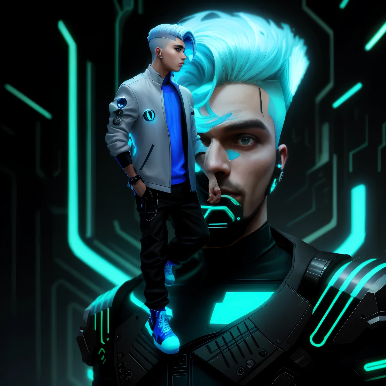 Cyber punk , hairstyles smooth boy