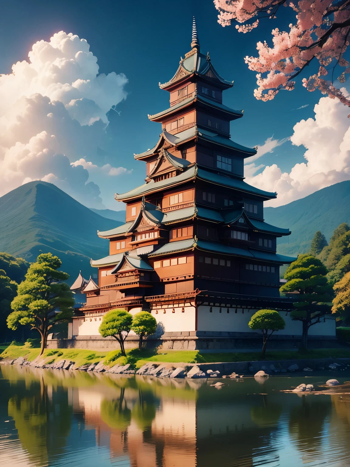 japanese castle, ultra detailed, high quality, 8k resolution