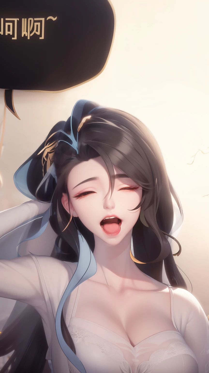 Alafid woman in white dress is talking to a man, Hungry Ghost Festival, Popular topics on cgstation, From Girls Frontline, She has a cute and expressive face, Wang Chen, Character in natural pose, beautiful girl, her breasts, seductive anime girl, cgstation trends, revealing clothes