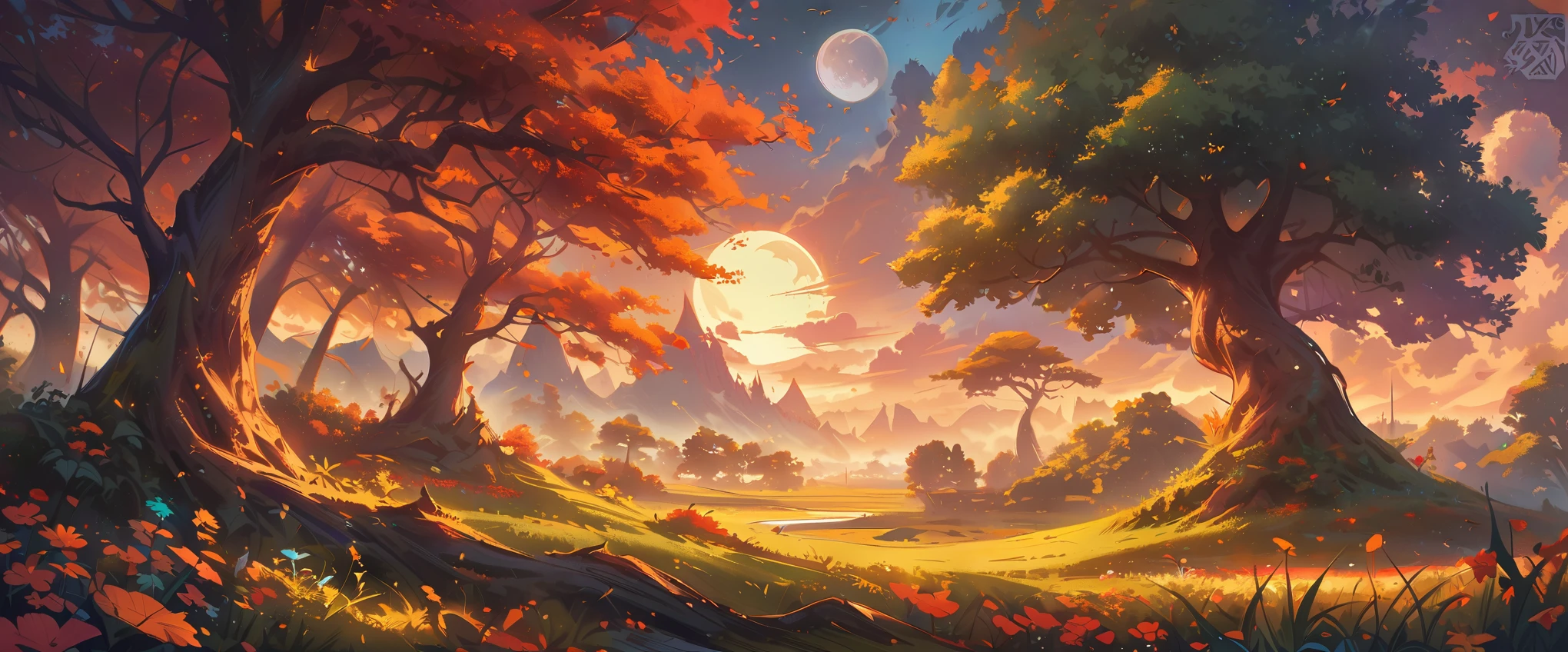 a tree in the middle of a field with a full moon in the background, fantasy tree, a beautiful tree, by Christopher Balaskas, magical tree, cgsociety 4k”, [ trending on cgsociety ]!!, by Jesper Ejsing, gorgeous art, rending on cgsociety, trending on cgsociety art, very beautiful digital art