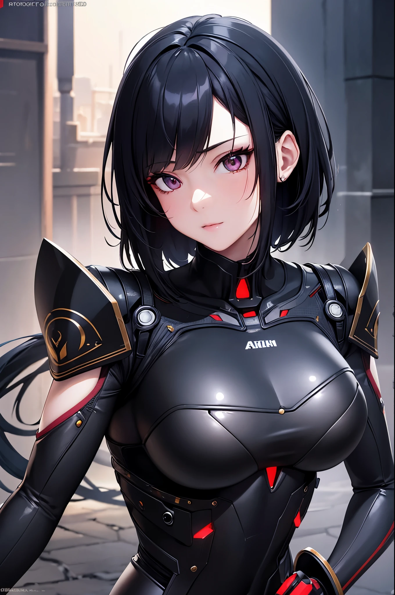 8K、Mechanical Lloyd with short black hair、skeleton mechanical roid girl、girl with exposed skeleton、detailed digital anime art、Glowing LED(effect)U3D rendering character art 8K、Photorealistic anime girl rendering、8K high quality detail art、2。5d cgi anime fantasy artwork、Beautiful girl mechanical roid、Guweiz style artwork,超A high resolution,Super realistic texture,masterpiece,Photorealistic RAW photos of the highest quality。bright colors,rich colors, Backlight, cinematic lighting, film grain, to be born, 50MM lens, Nikon D850,super realistic skin,fantasy art,character art,ultra high resolution,realistic scale skin,Perfect hand shape,view audience,beautiful expression,Close-up,Camera eye effect with red left eye),Mechanical parts are exposed in several places.,