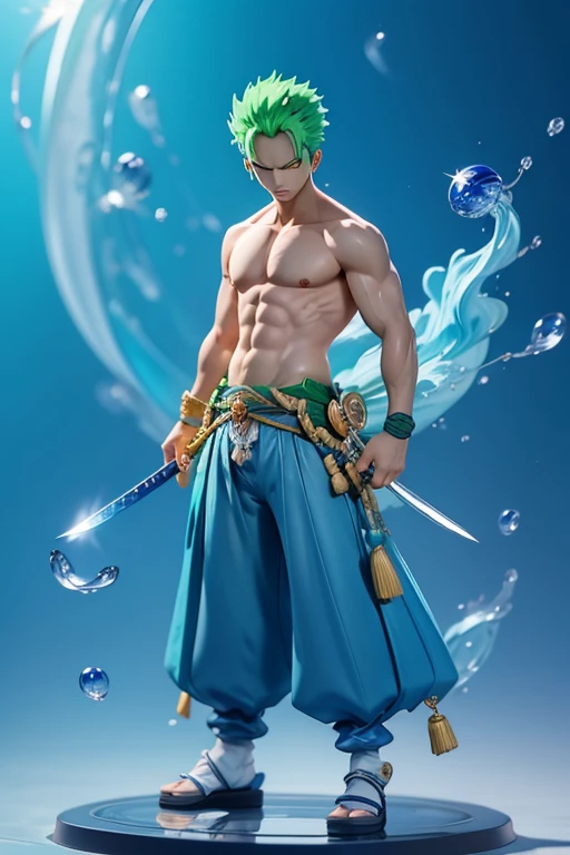 Roronoa Zoro, chibi one piece,Blue Costume、lapis lazuli blue awakening Unleash your true potential,lapis lazuli blue aura,lapis lazuli blue swordRoronoa Zoro, chibi one piece,Blue Costume、lapis lazuli blue awakening Unleash your true potential,lapis lazuli blue aura,lapis lazuli blue Japanese sword