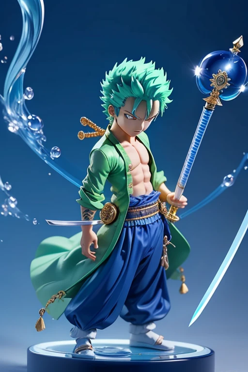 Roronoa Zoro, chibi one piece,Blue Costume、lapis lazuli blue awakening Unleash your true potential,lapis lazuli blue aura,lapis lazuli blue swordRoronoa Zoro, chibi one piece,Blue Costume、lapis lazuli blue awakening Unleash your true potential,lapis lazuli blue aura,lapis lazuli blue Japanese sword