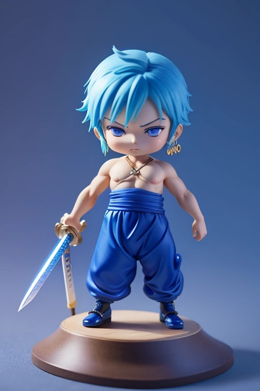 Roronoa Zoro, chibi one piece,Blue Costume、lapis lazuli blue awakening Unleash your true potential,lapis lazuli blue aura,lapis lazuli blue swordRoronoa Zoro, chibi one piece,Blue Costume、lapis lazuli blue awakening Unleash your true potential,lapis lazuli blue aura,lapis lazuli blue Japanese sword