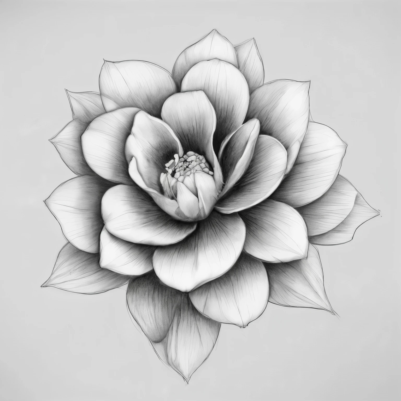 a drawing of a flower with a large center in black and white, elegant drawing, immaculate shading, realism tattoo drawing, black and white drawing, realistic black and white, high quality sketch art, detailed 4 k drawing, medium sized tattoo sketch, sketch black and white colors, detailed flowers, smooth drawing, tattoo design sketch, realism tattoo sketch, detailed generator this image into 4 different colors combination