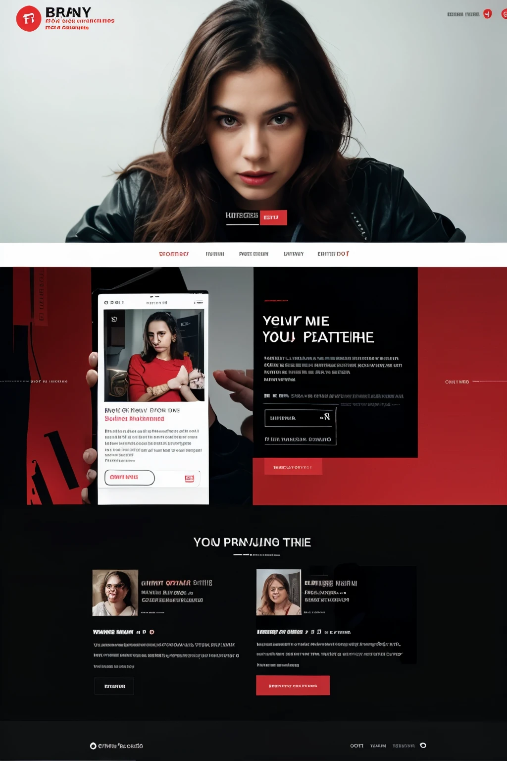 Bank home page, using black and red as primary colors.