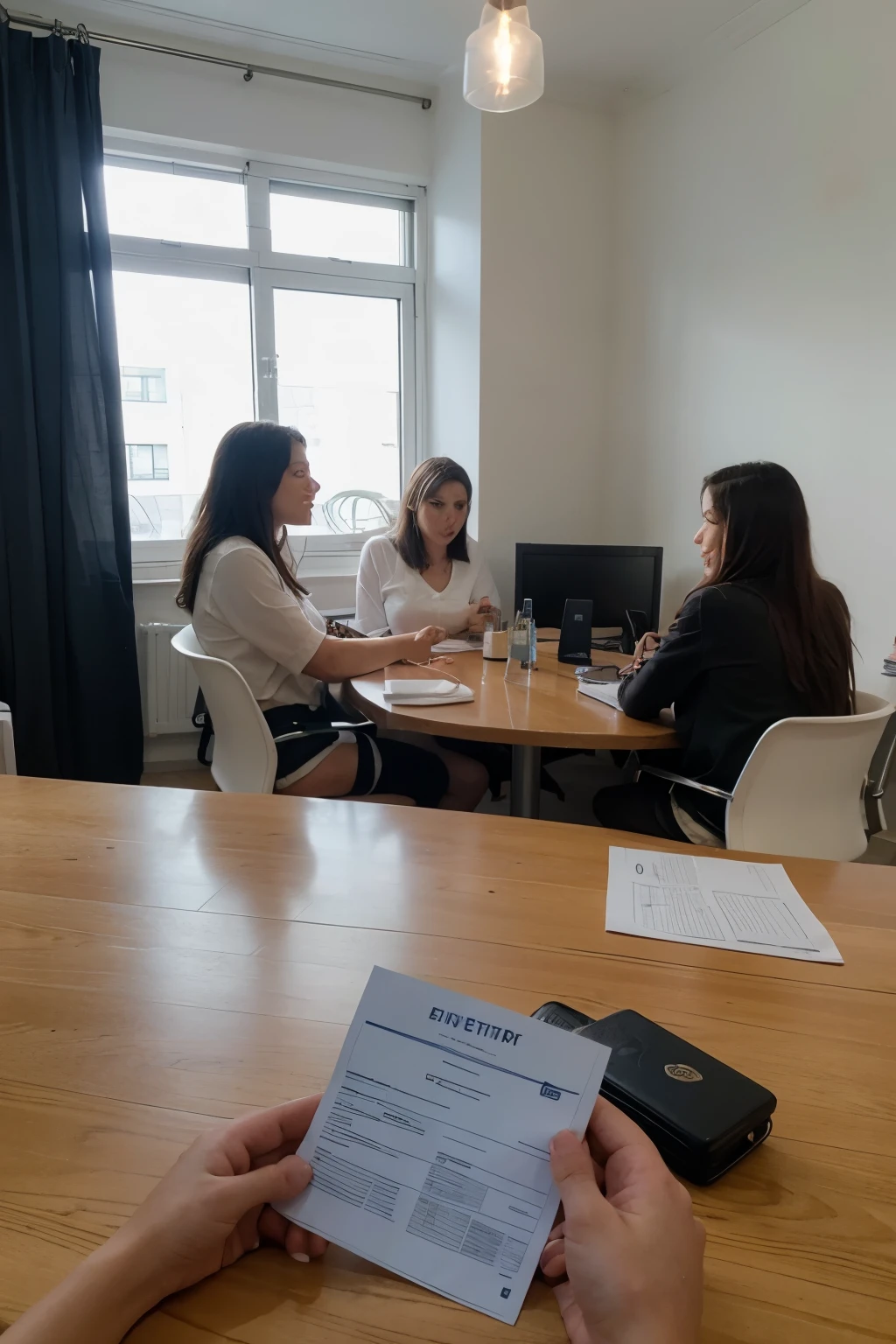 Create a blueprint with a top-down view of a software development company, nela tem diversas salas para os setores das empresas, dois bainheiros um masculino e um feminino, three rooms for the three directors, an atmosphere for lunch.