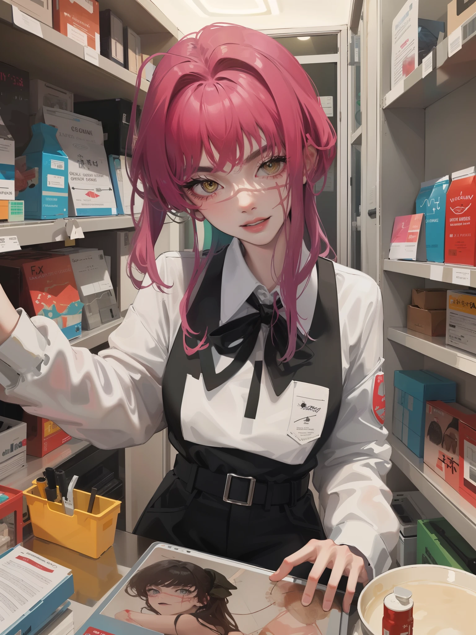 1 Girl、solo、pov, Accurate human body、Knowledgeable person、Correct five-finger、

(Oilskin,Glowing Skin、Realistic skin texture、Beautiful skin in every detail)、

Written boundary depth, Focus on the center, Beautiful Eyes, Perfect face and eyes、

high school girl 、(Slender body:1.2, ＪＫ, high school girl uniform)、((blush、vapor,Sweat))、17-year-old girl、Improve, 


A girl came to buy condoms、A white cash register desk in front of the girl、A box of condoms on the desk、Girl waiting in line at the cash register、(((10 packs of condoms)))、(Standing shyly:1.2, blush and bow)、((Big Breasts))、Big cleavage、

convenience store、Looking down,Detailed Background、A person who writes in detail、Late-night Japanese convenience stores、