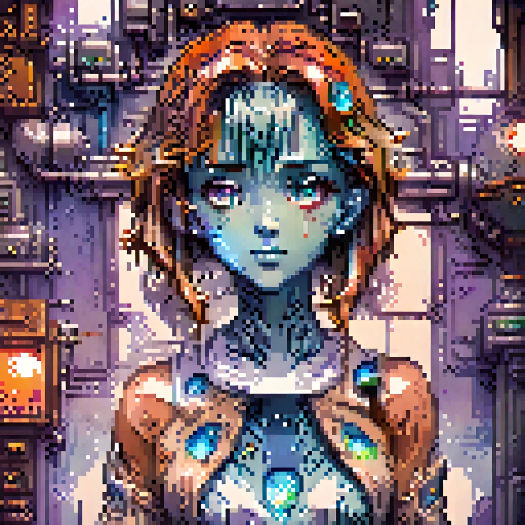 pixel art, retro game cover art, full body portrait, symmetrical shoulders, symmetrical face, beautiful, elegant, volumetric lighting, subsurface scattering, ray tracing, vivid colors, trending on artstation, by jordan grimmer, art greg rutkowski