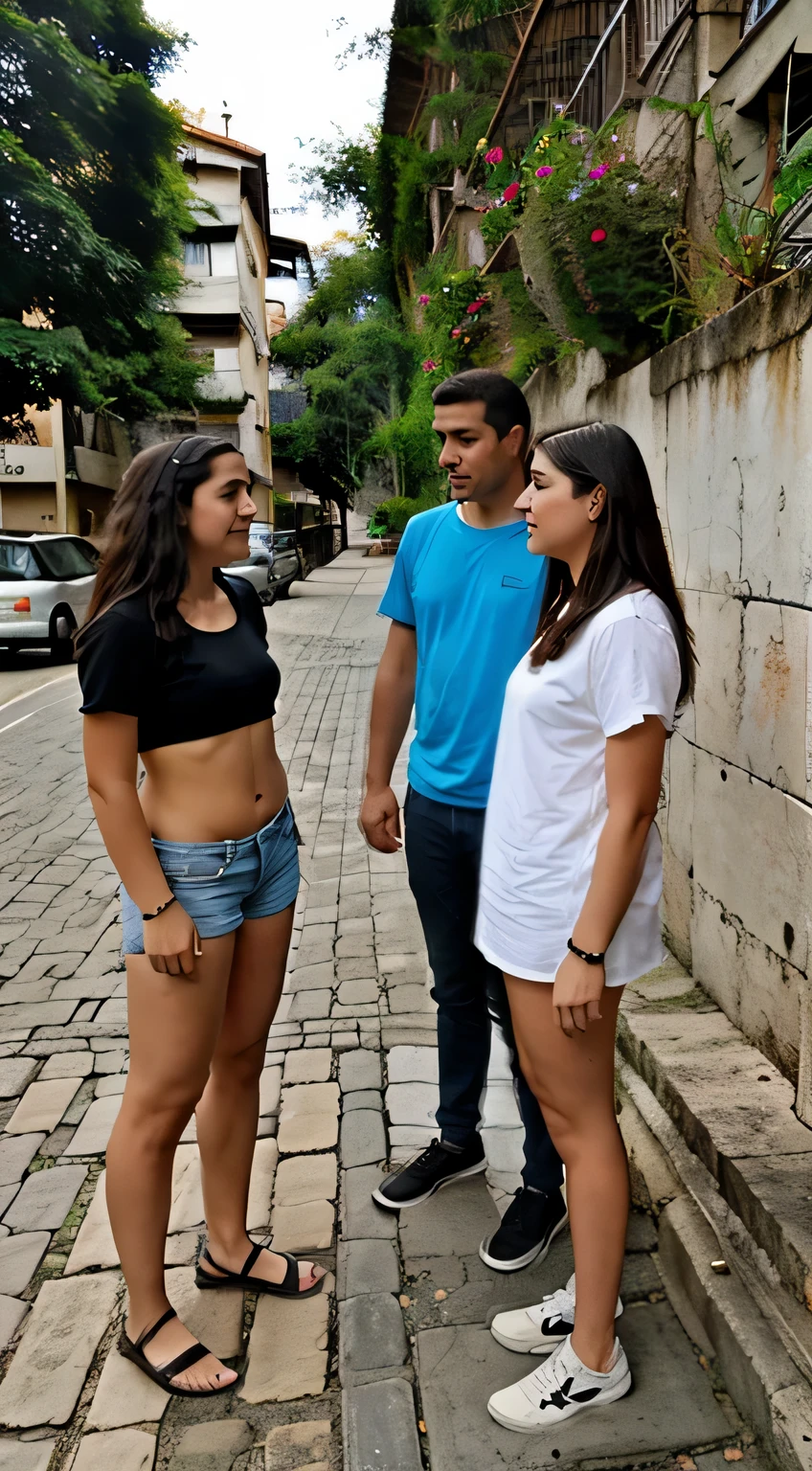 Realismo epico, alta qualidade, grupo de pessoas de 18 a 49 a os, alegres, on the sidewalk, conversando e bebendo e fumando