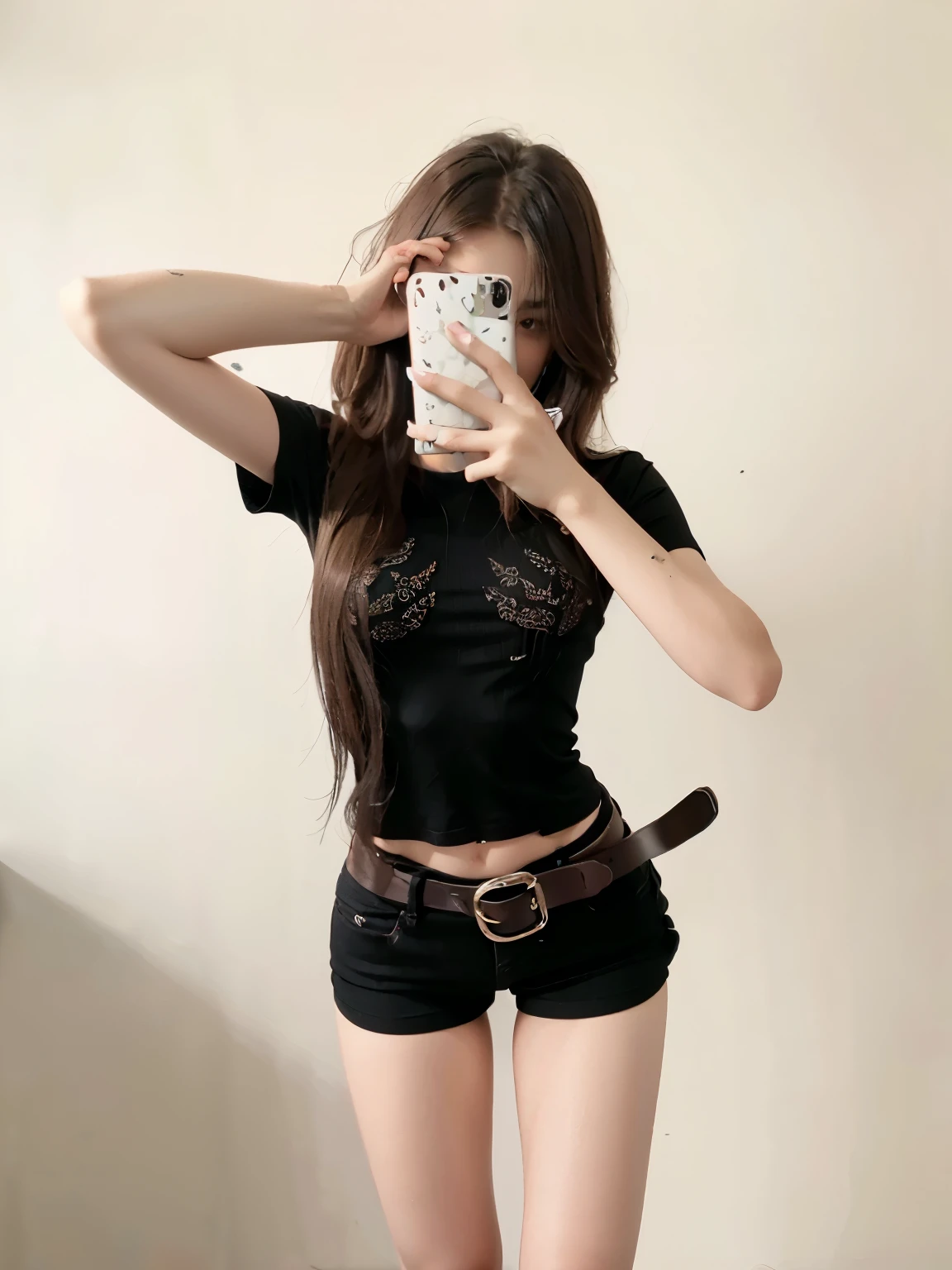 Araf girl wearing belt taking selfie with mobile phone, Photos of slim girls, thin waist, thin waist粗臀, 24 year old female model, waist shot, Photos of slim girls model, thin waist, thin waist, clothing photos, Douban, 2263539546], Urzan