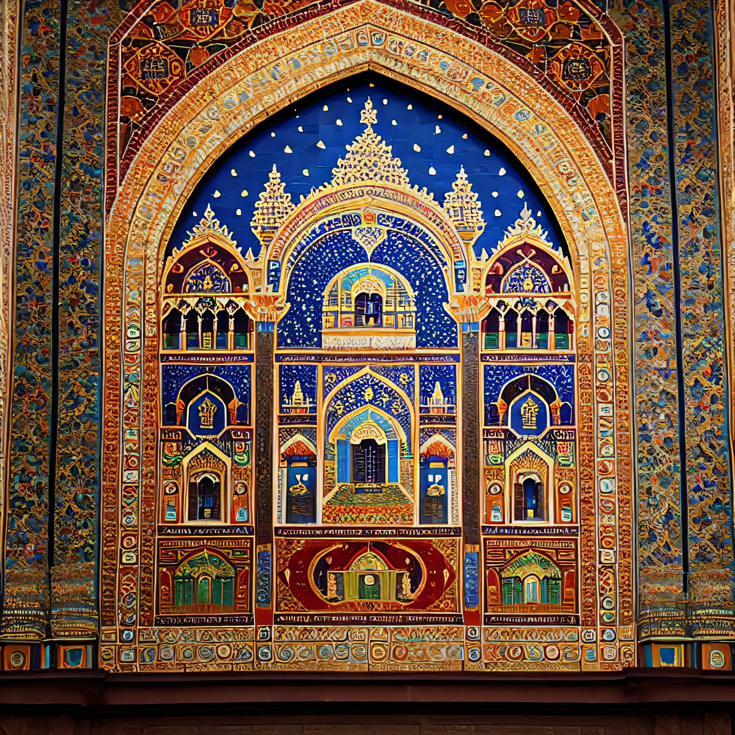 A palace adorned with intricate mosaics depicting mythical creatures and celestial scenes.