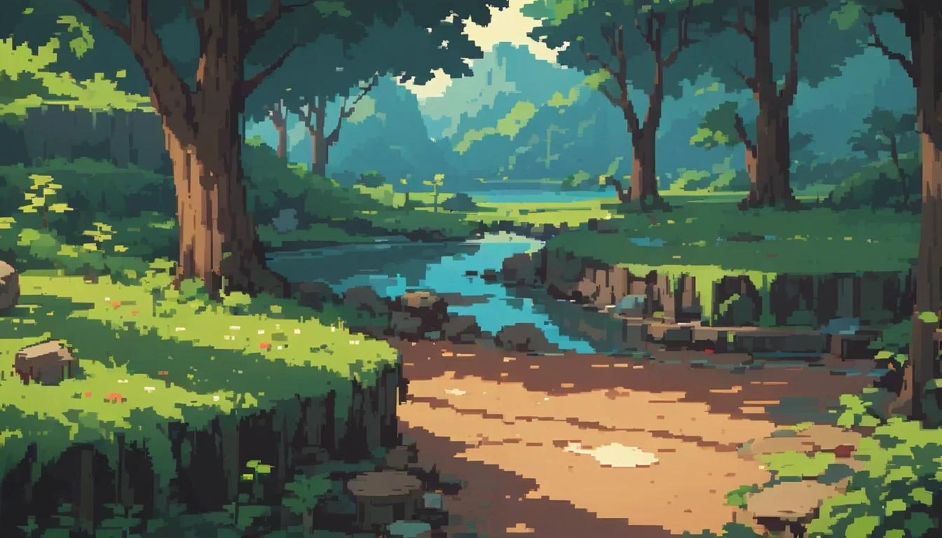 (masterpiece, best quality:1.2), pixelArt,landspace,forest