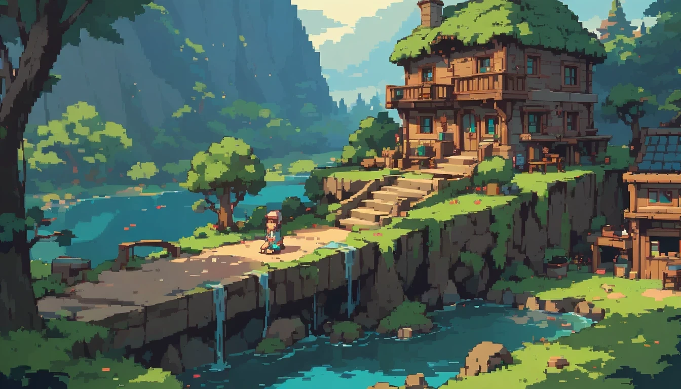 (masterpiece, best quality:1.2), pixelArt,landspace,forest