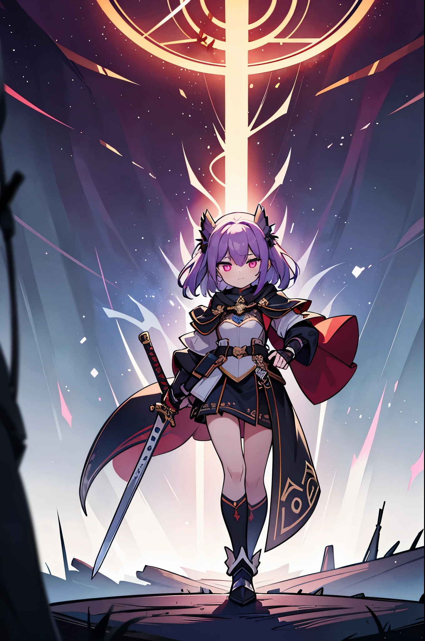 A woman in a long dress holding a sword and a sword - SeaArt AI