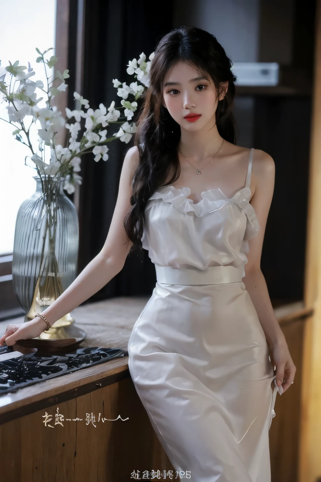 (Highly detailed CG Unity 8k wallpaper), (masterpiece), (best quality), (Super details), (Best illustration), (best shadow), (lifelike:1.1),(Pure love face_v1:0.5),(Taiwanese cute girl),(Taiwan sexy women),,real human skin, lens flare, shadow, backlight,(depth of field),(Natural light), film grain,((a girl with))),ultra high definition,(delicate eyes:1.4),brown eyes, seductive smile,kawaii,(focus only),(black hair),((Princess Cut Long Hair, low braid ponytail))(Chinese hair accessories)))(Transparent gray semi-plain),(Transparent Gray Chinese Tan Costume Cape)))((( Large, sagging breasts)), (((Cowboy shooting)), (close up) blurred background, 18 years old, (((alone)), (shiny skin), Lovely, Wearing a diamond necklace, (watch audience), (Look ahead), (smile512:0.1), (night), (big deal)), (no makeup on face), , (wet), (covered in sweat), open mouth, (squint: 0.5), (show), ((small areola)),