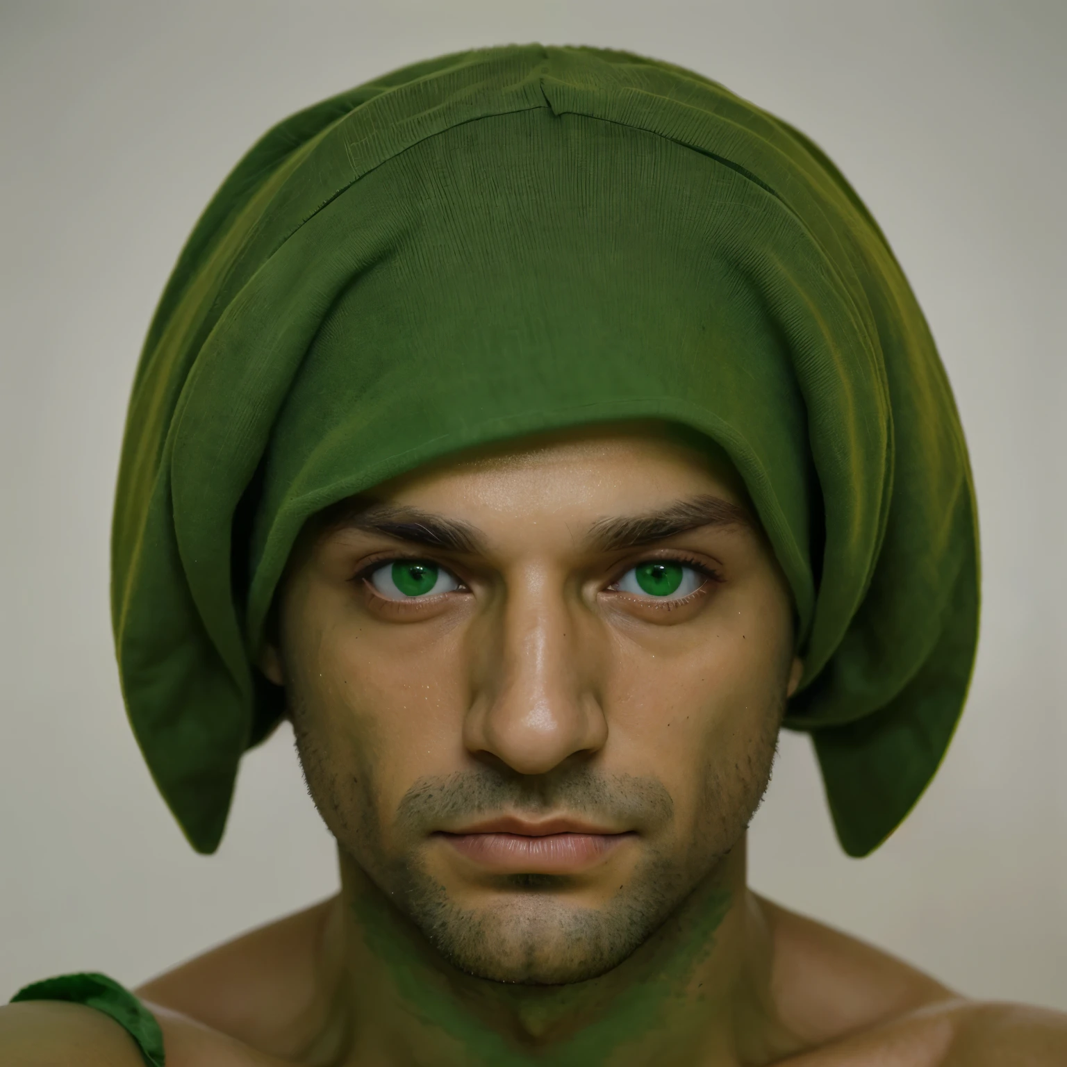 Homem com olhos verdes sem roupa