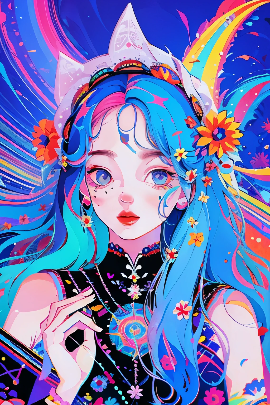 psychedelic art,yxycolor,1 girl, ,Vector Graphics,