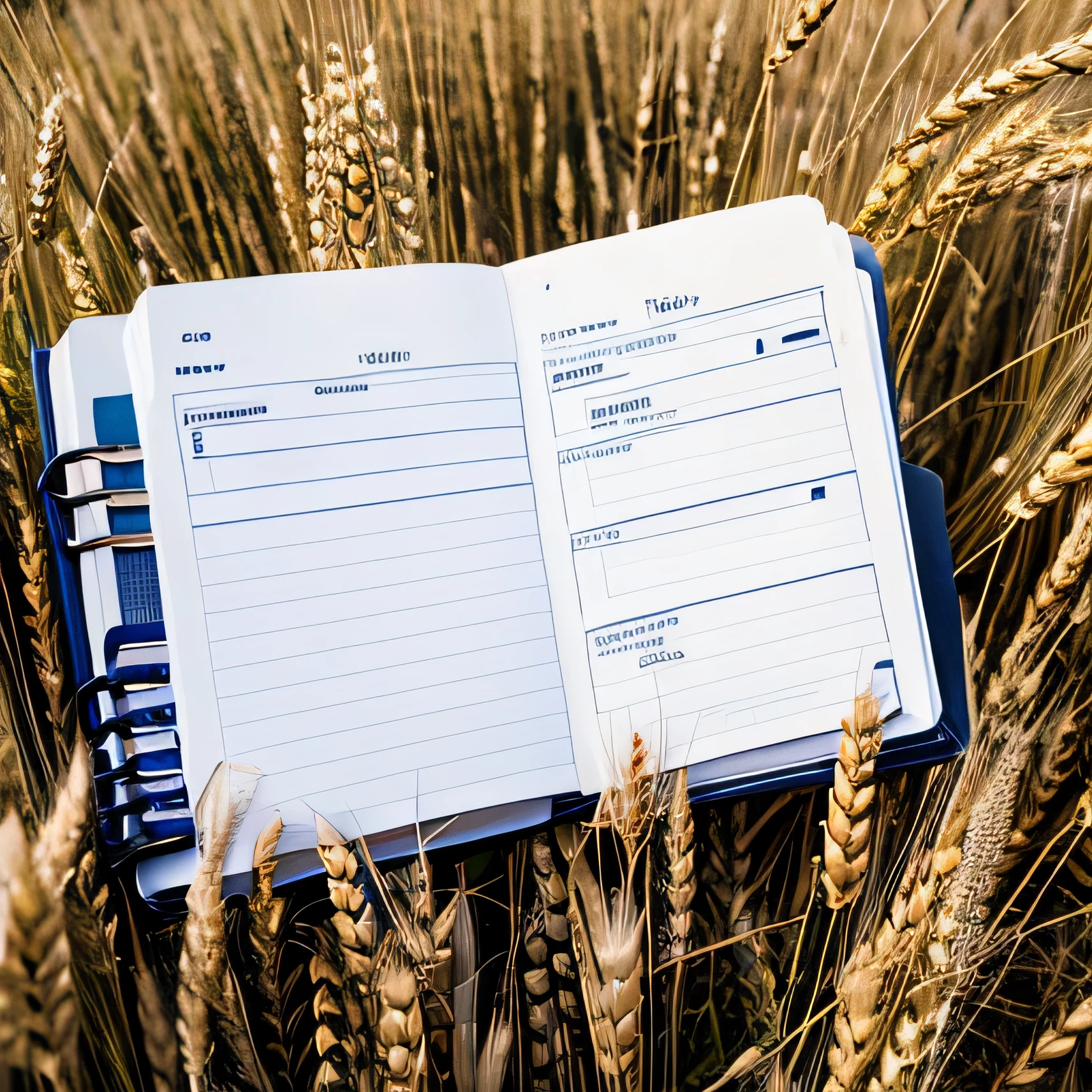 ((location : wheat field)) ((documents and folders))