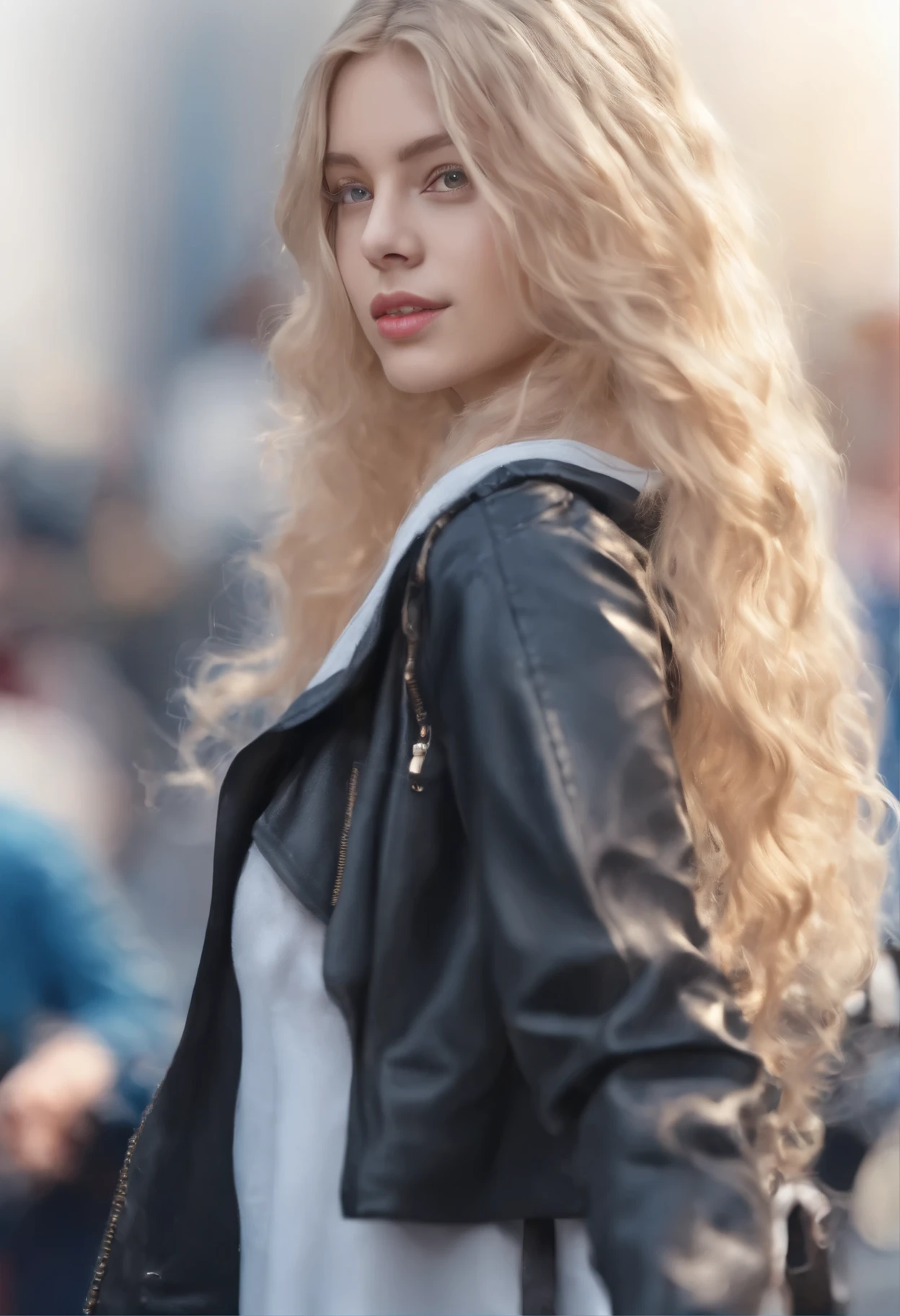 from the rear, a gorgeous European blonde woman, age 23, wavy hair, riding a bicycle , casual pose、Looking at the camera, long trausers, hoodie, American Highway, (in the sunset light:1.2),
perfect eyes, perfect hands, perfect body, perfect hair, perfect breast, hair behind ear, blurry foreground, UHD, retina, masterpiece, accurate, anatomically correct, textured skin, super detail, high details, high quality, award winning, best quality, highres, 16k, 8k