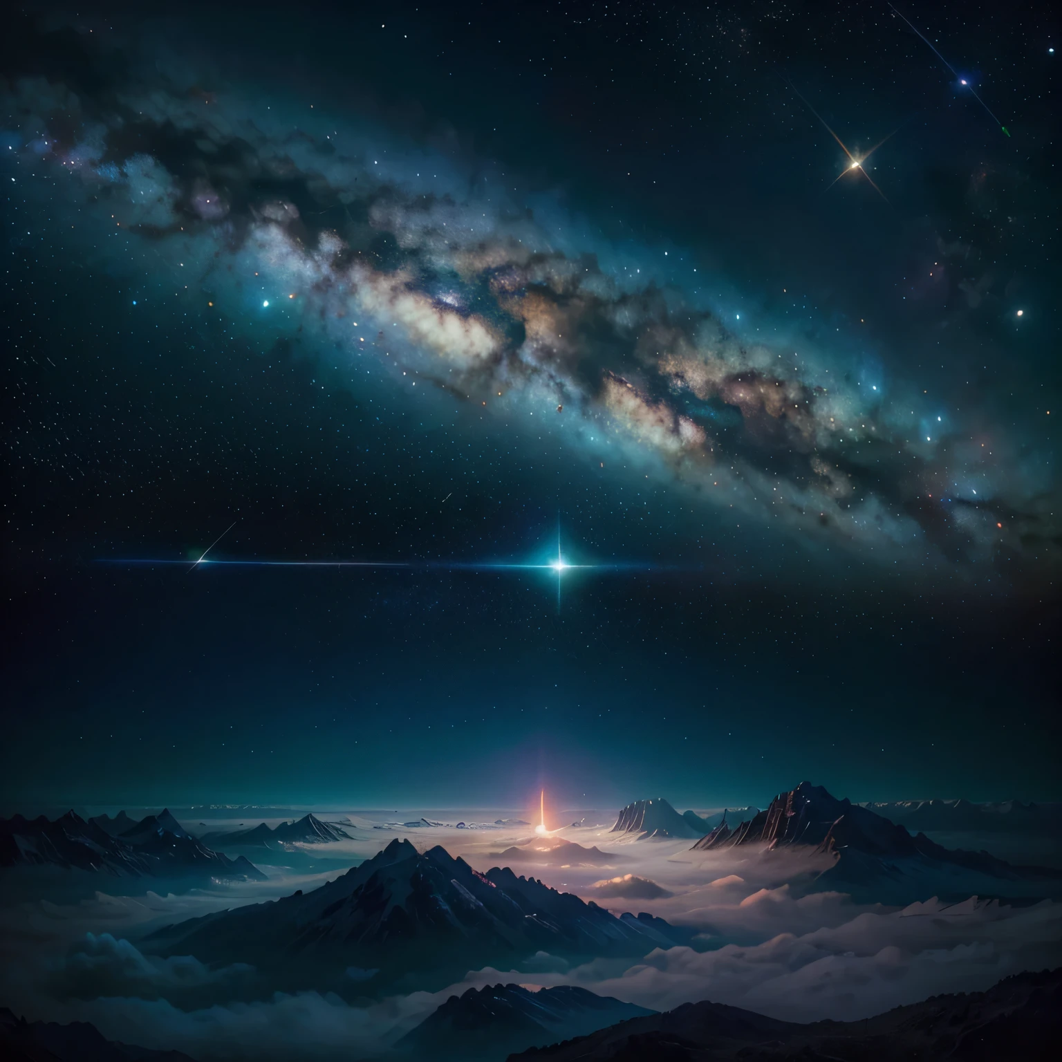 (Melhor qualidade,high resolution),(cores vivas),(cosmic scene,Galaxy),(Atmosfera relaxante),(Mystery),(tons coloridos),(space exploration),(peaceful vibes)