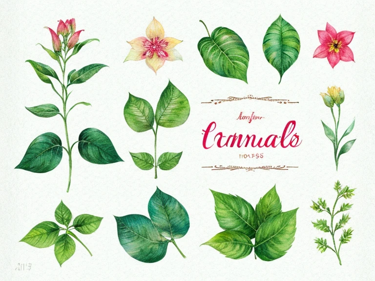 plain background、watercolor, flowers, leaf, high contrast, muted, vintage 、open the middle margin、logo、企業用logo、poster、template