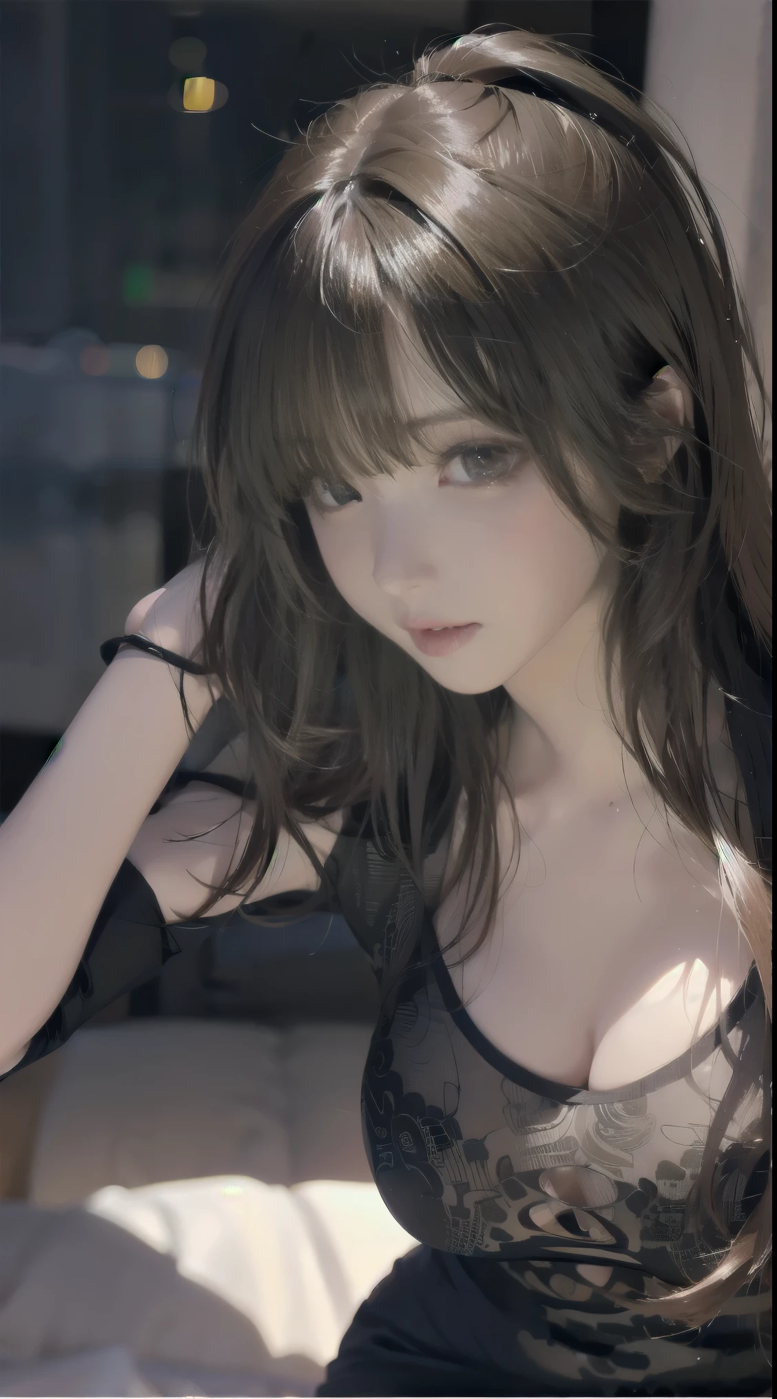 from behind,backwards,stretch,Gym suit,1 girl,(highly detailed skin),crooked,,beautiful胸,big breasts,pale skin,pointed chest,erect nipples,(fantasy art,best image quality,surrealist portrait,(8K),Super realistic,最high quality, high quality, High resolution, high quality texture,high detail,beautiful,Detailed,Very detailed CG,Detailedテクスチャー,realistic expression of face,masterpiece,sense of presence,dynamic,bold),ponytail,(thin hair),(Soft bristles),(straight hair:1.5),long flowing bangs,extra light coppery amber hair,hair above one eye