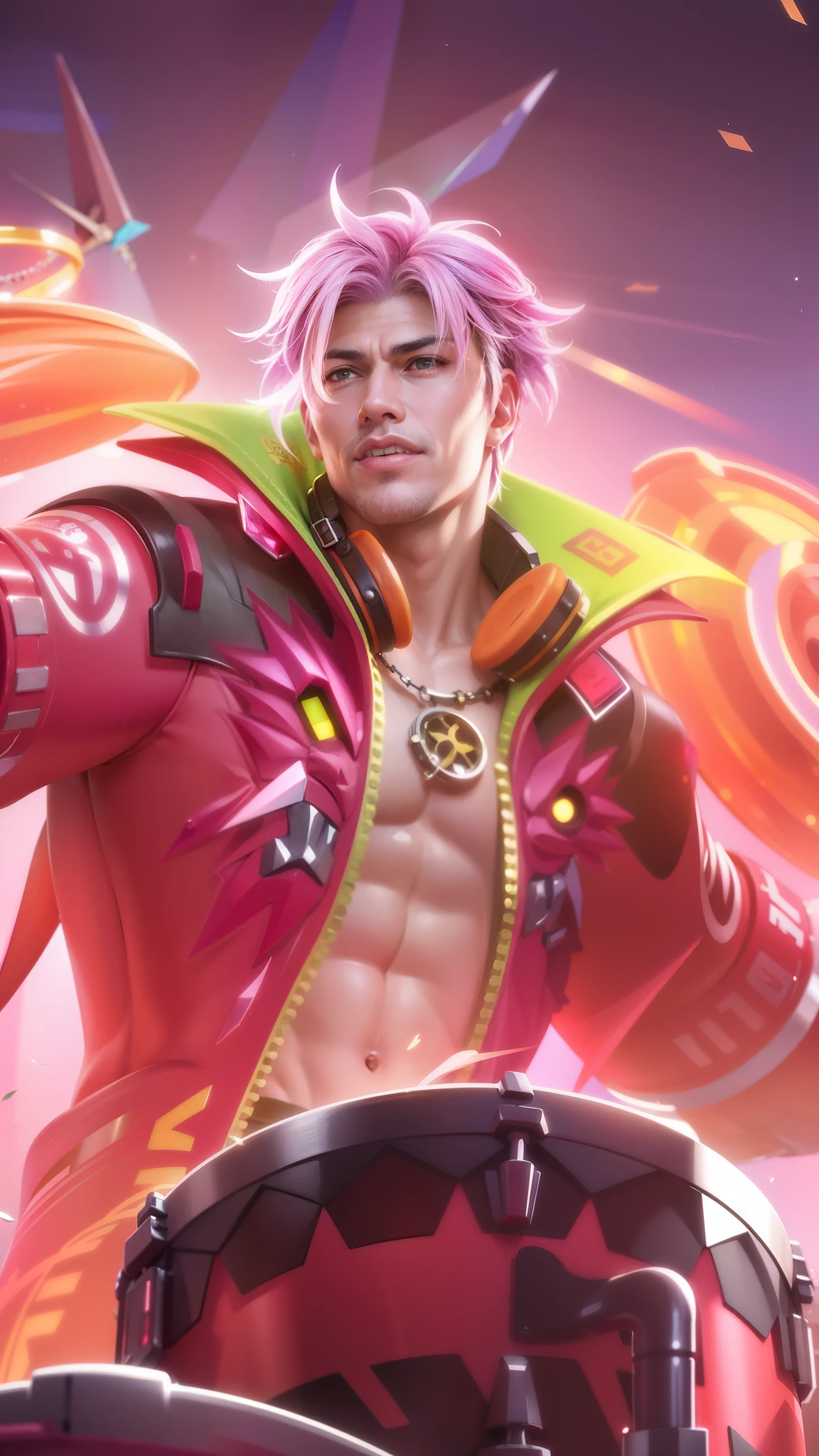 (Intricate Details, Masterpiece, Best Quality, High Resolution, 8k), (1man), (male:1.2), mature, dandy face, finely detailed eyes and face, toned body, masculine appeal, commanding presence, hot stud, bulging biceps and triceps, well-developed quadriceps and hamstrings, light skin, burgundy straight layered bangs hair, aquamarine eyes,  ornate details,  portrait, solo, half shot, looking down, detailed background, detailed face, (cogpunkai, cogpunk theme:1.1),  tech-mage,   [magic|technology], melding of spellcraft and advanced technology,  intricate [spellcasting clothes|mechanical gear], gear shaped glyphs,  ancient crystals,  [gears|ancient spell],  floating particles,  [innovative|enchanting] aura, high tech vehicle in background,   , finely detailed background, Depth of Field, VFX, young man and handsome