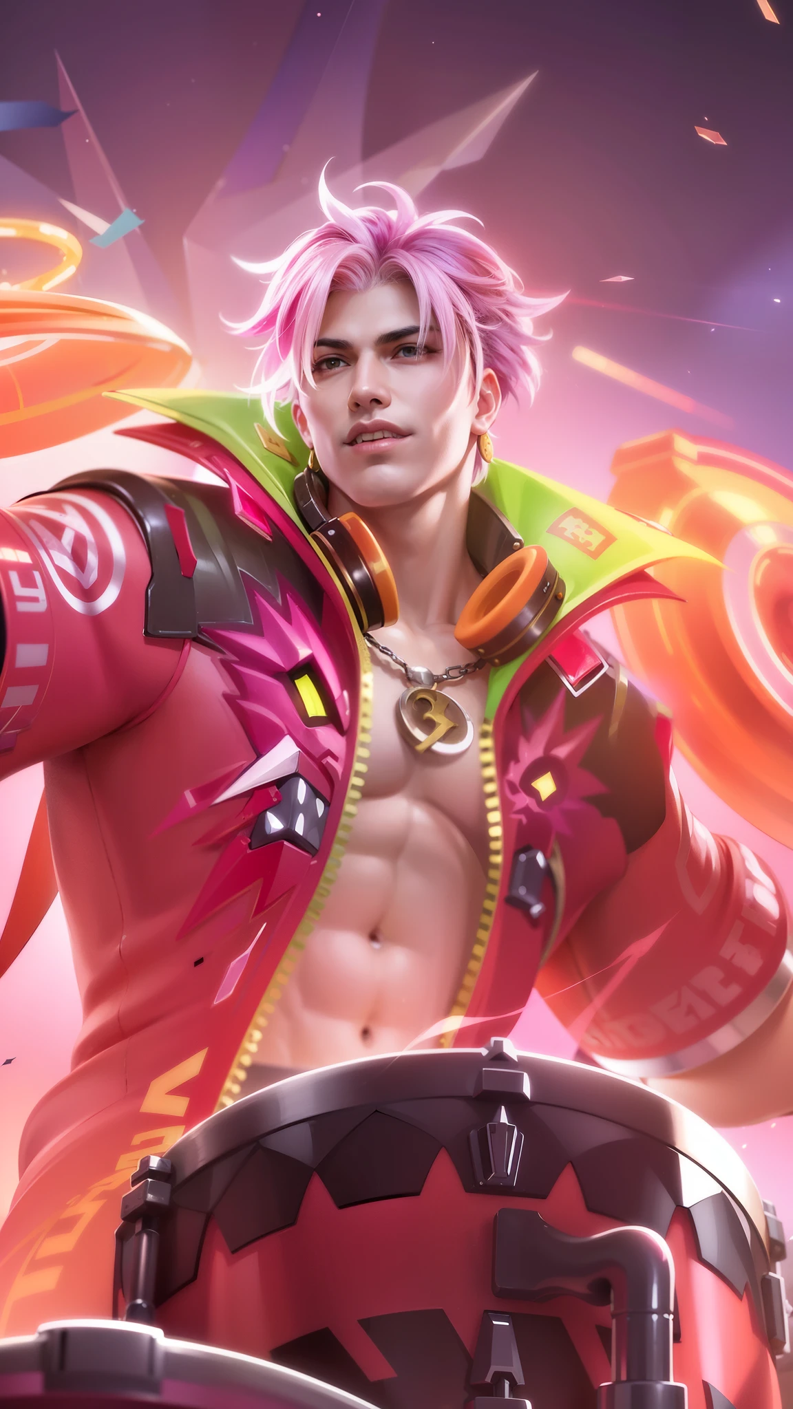 (Intricate Details, Masterpiece, Best Quality, High Resolution, 8k), (1man), (male:1.2), , dandy face, finely detailed eyes and face, toned body, masculine appeal, commanding presence, hot stud, bulging biceps and triceps, well-developed quadriceps and hamstrings, light skin, burgundy straight layered bangs hair, aquamarine eyes,  ornate details,  portrait, solo, half shot, looking down, detailed background, detailed face, (cogpunkai, cogpunk theme:1.1),  tech-mage,   [magic|technology], melding of spellcraft and advanced technology,  intricate [spellcasting clothes|mechanical gear], gear shaped glyphs,  ancient crystals,  [gears|ancient spell],  floating particles,  [innovative|enchanting] aura, high tech vehicle in background,   , finely detailed background, Depth of Field, VFX, young man and handsome